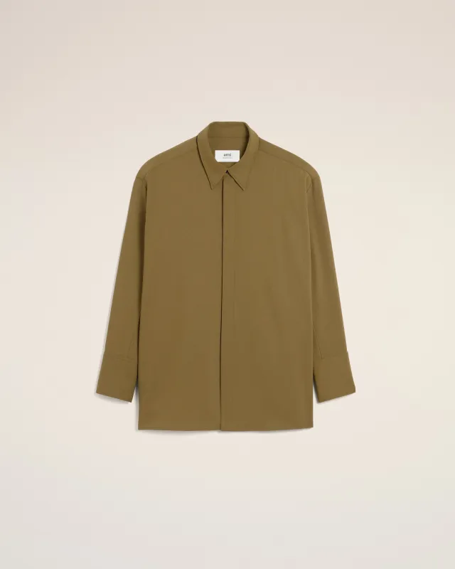 Chemise Verte Longue Oversize Avec Fentes En Laine sold by Ami