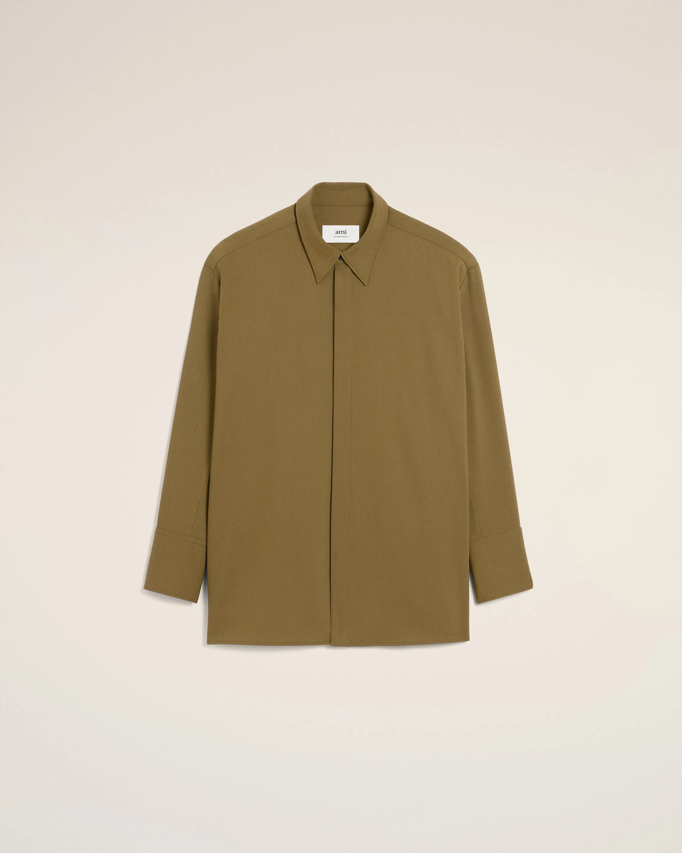 Chemise Verte Longue Oversize Avec Fentes En Laine sold by Ami