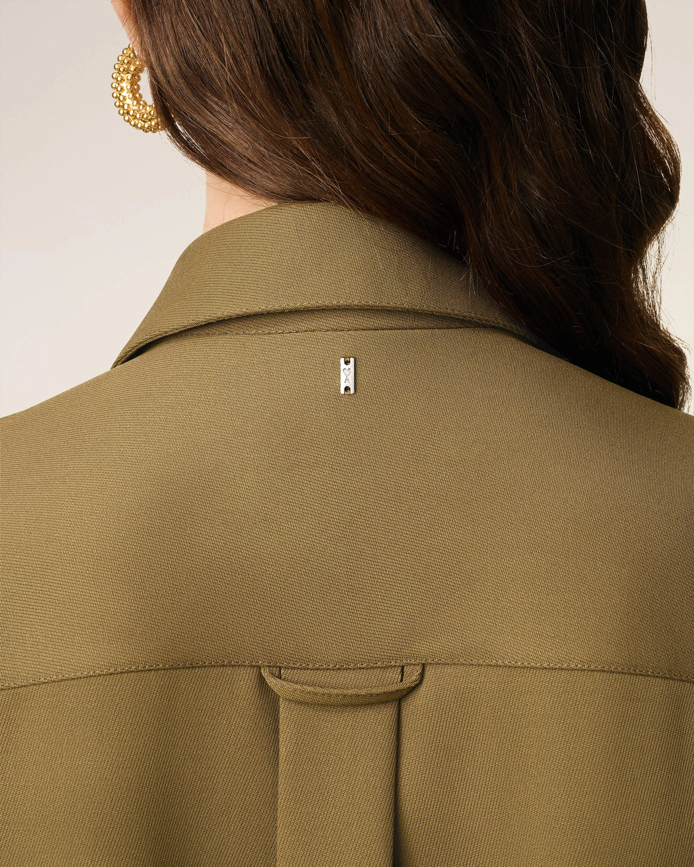 Chemise Verte Longue Oversize Avec Fentes En Laine sold by Ami product image thumbnail 4