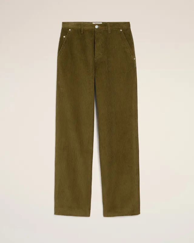Pantalon Vert Coupe Large Velours En Coton sold by Ami