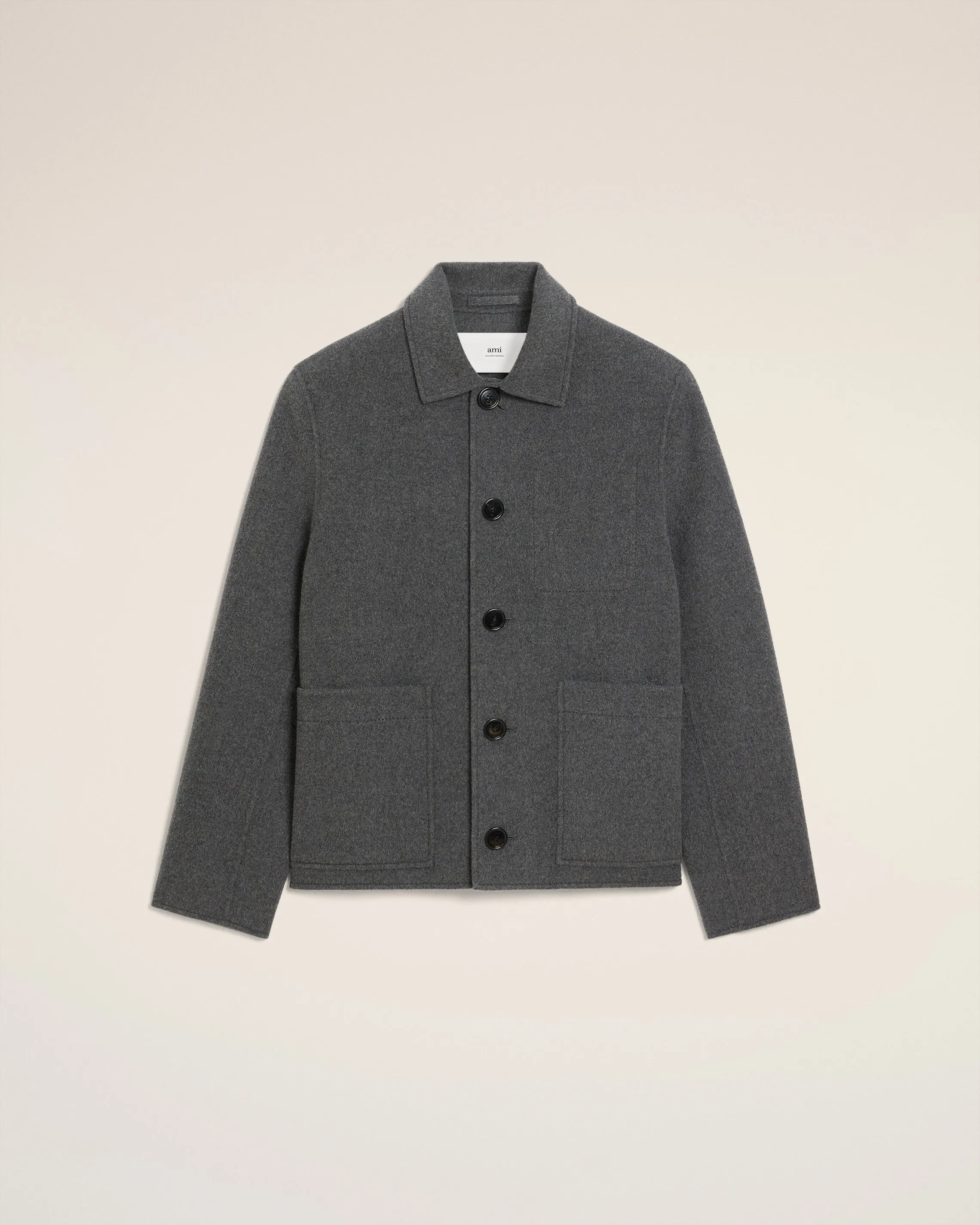 Blouson Gris Boule Boutonné En Laine sold by Ami