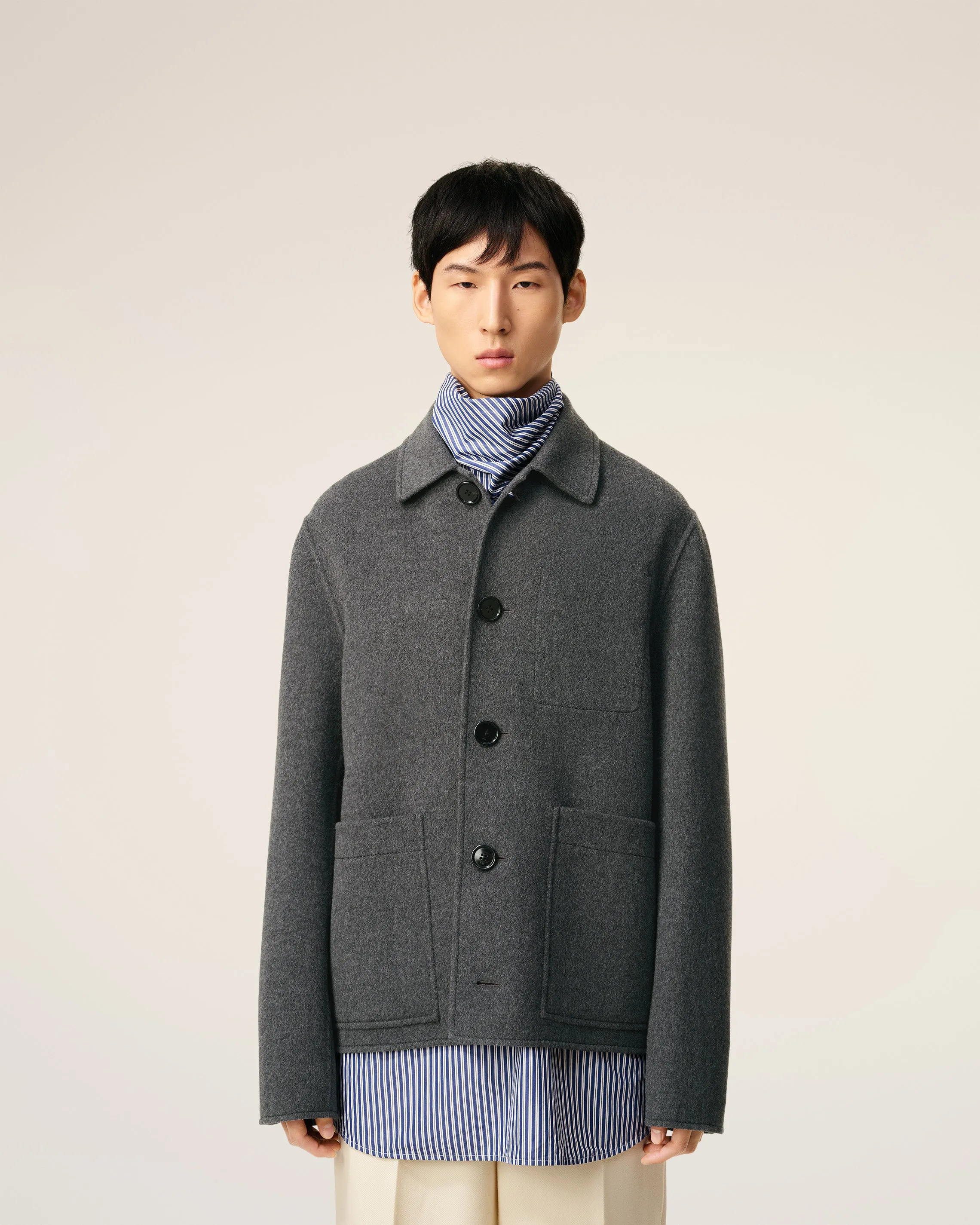 Blouson Gris Boule Boutonné En Laine sold by Ami product image thumbnail 3