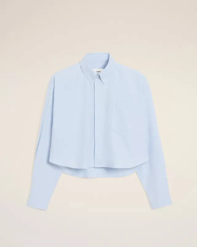 Chemise Bleue Croppée Oversize Ami De Coeur En Coton sold by Ami