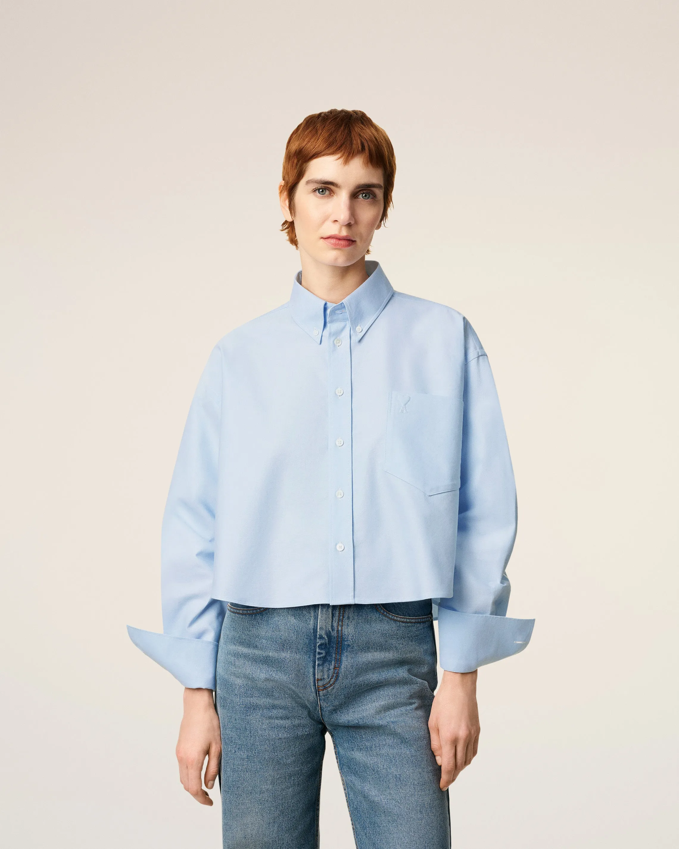 Chemise Courte Bleu Ami De Coeur Embossé en Coton sold by Ami product image thumbnail 3