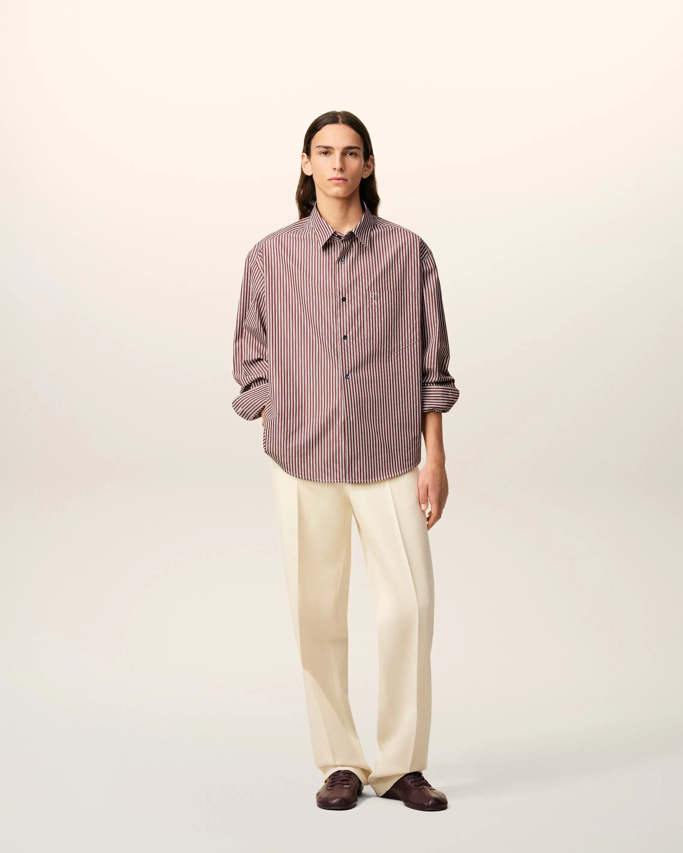 Chemise Bordeaux Boxy Rayée Ami De Coeur En Coton sold by Ami product image thumbnail 2