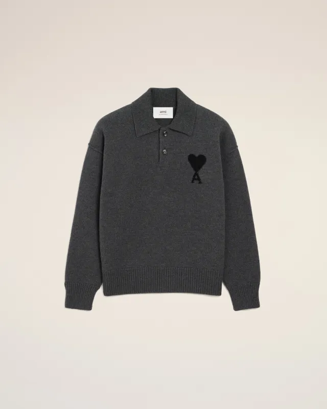 Polo Gris Ami De Coeur En Laine sold by Ami
