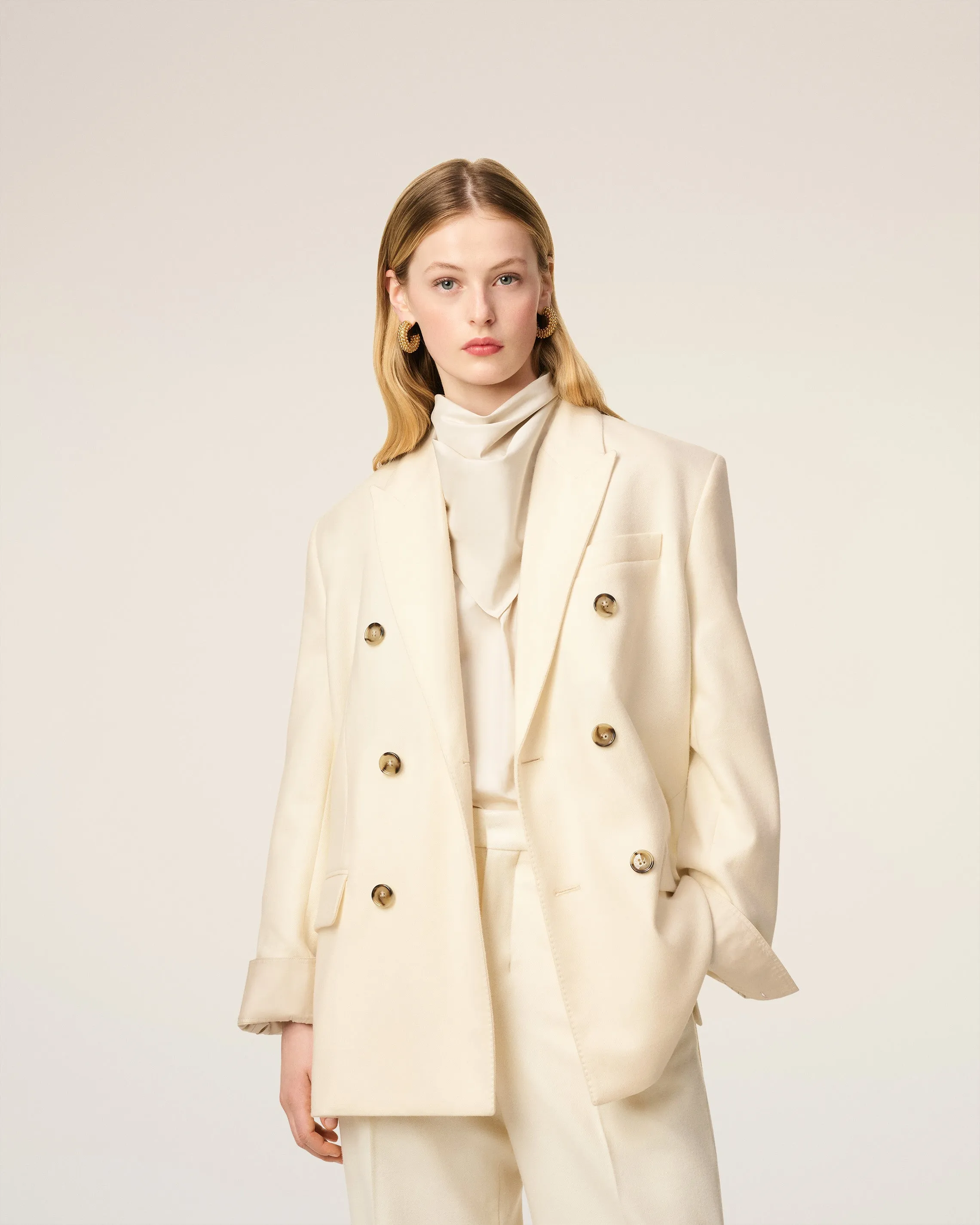 Veste Blanche Ample Croisée En Laine sold by Ami product image thumbnail 3