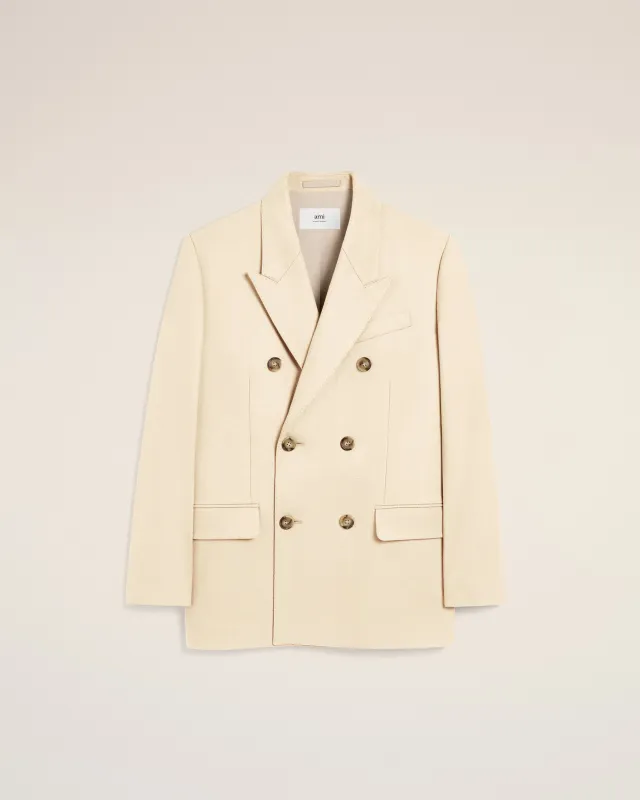 Veste Blanche Ample Croisée En Laine sold by Ami