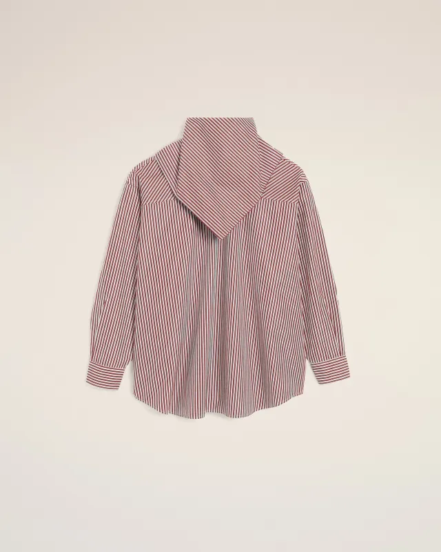 Blouse Bordeaux Rayée Col Bandana Manches Longues En Coton sold by Ami