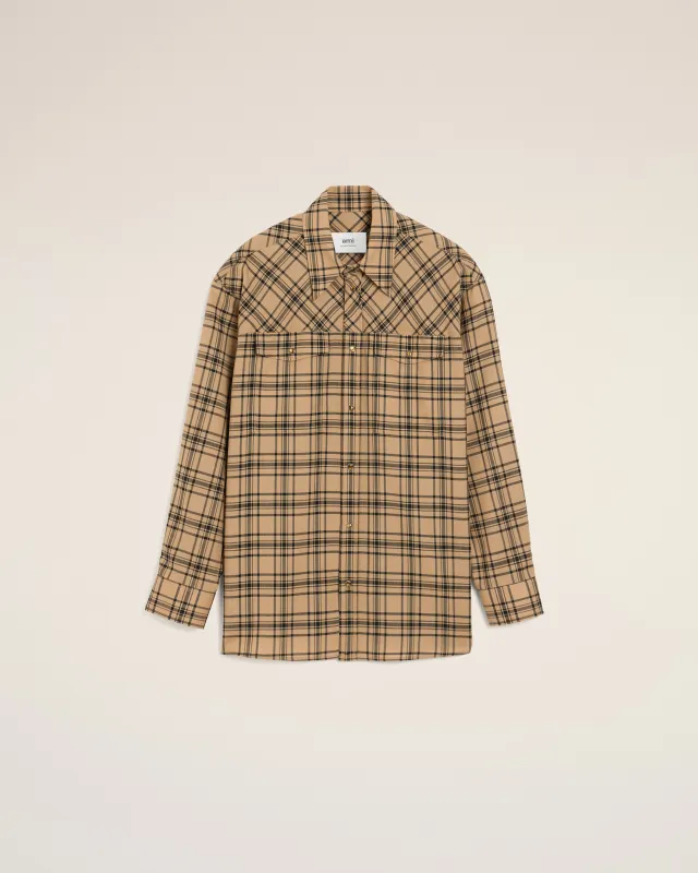 Chemise Marron De Bucheron A Carreaux En Laine made by Ami