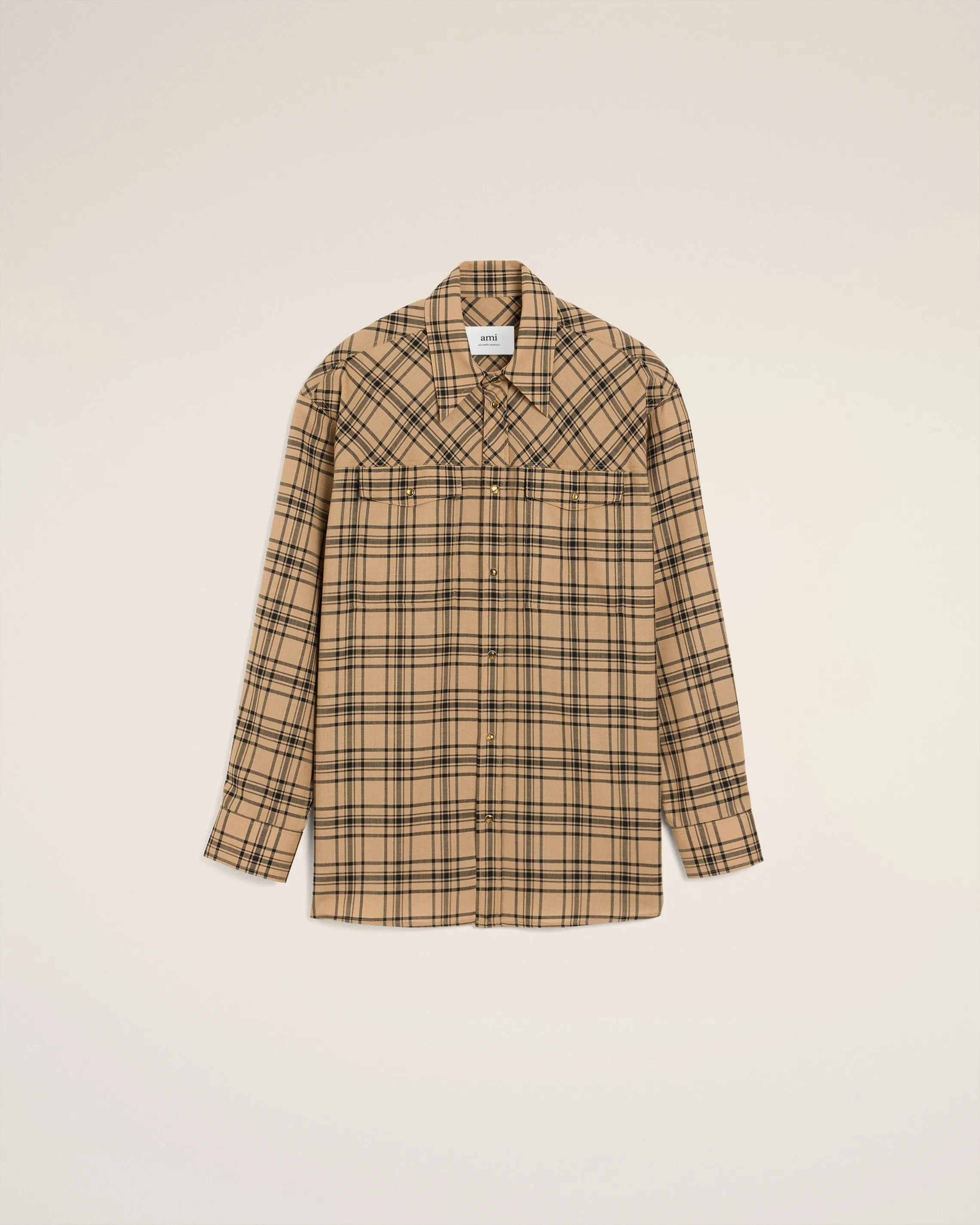 Chemise Marron De Bucheron A Carreaux En Laine sold by Ami