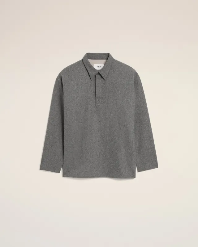 Chemise Polo Gris Manches Longues En Laine sold by Ami