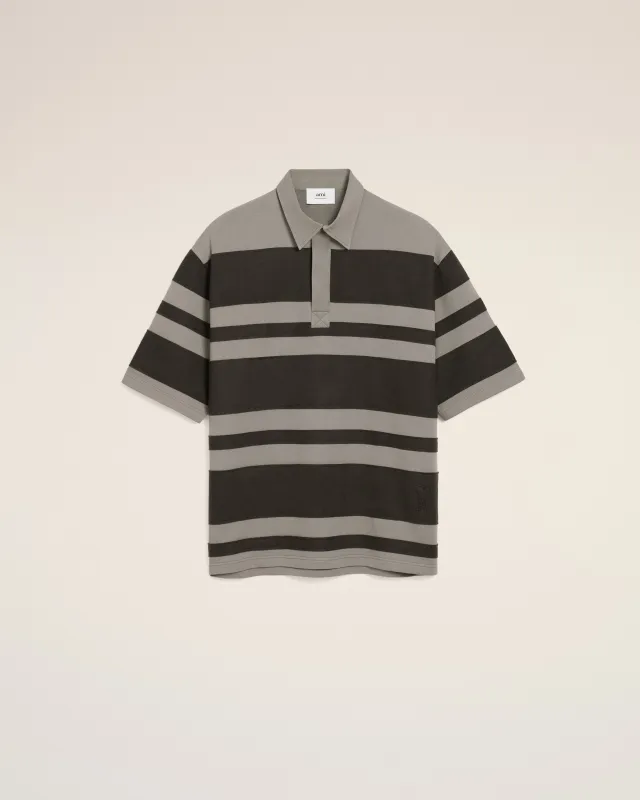 Polo Gris Rayé Ami De Coeur En Coton sold by Ami