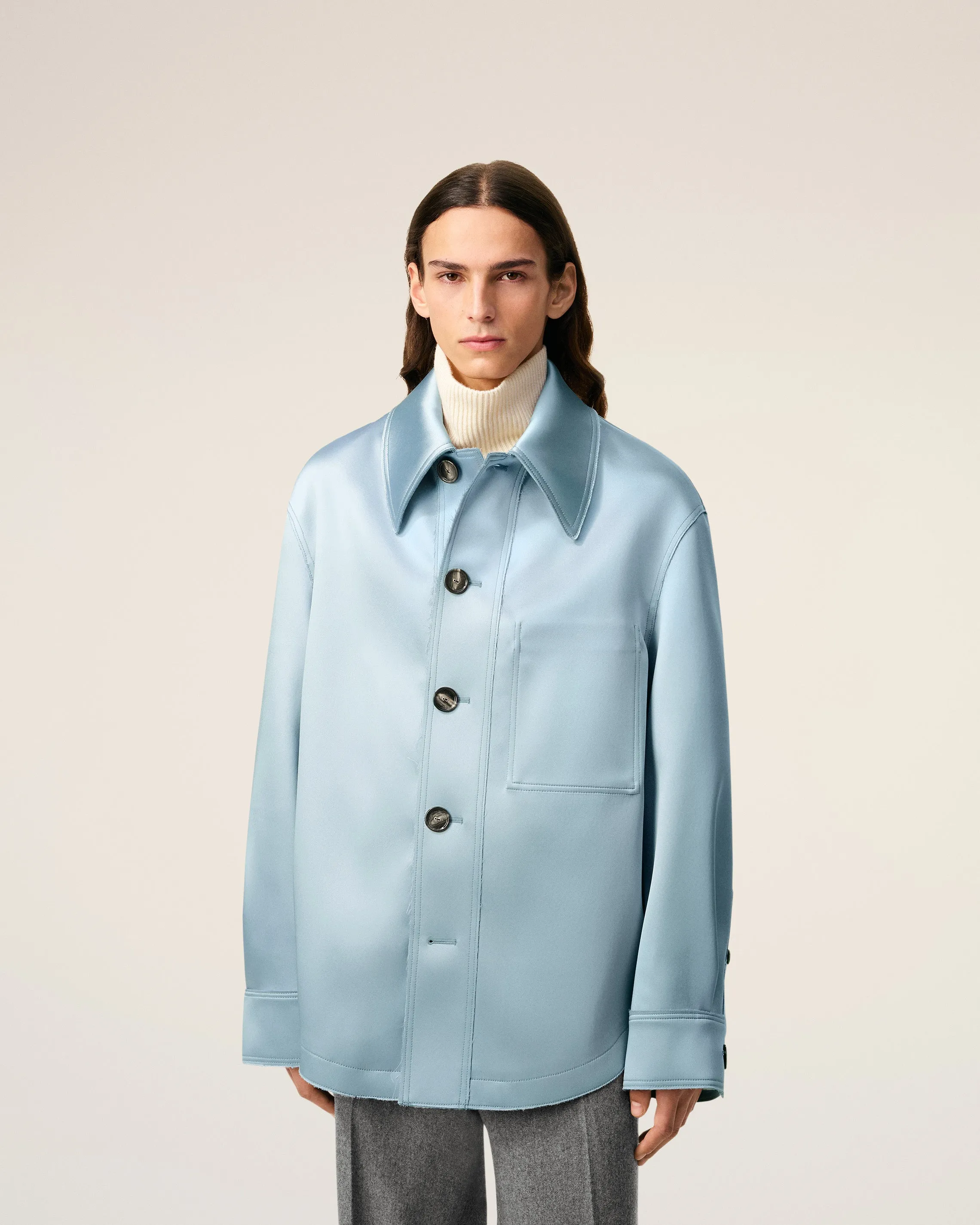 Veste Bleue Boutonnée Ami De Coeur En Satin sold by Ami product image thumbnail 5