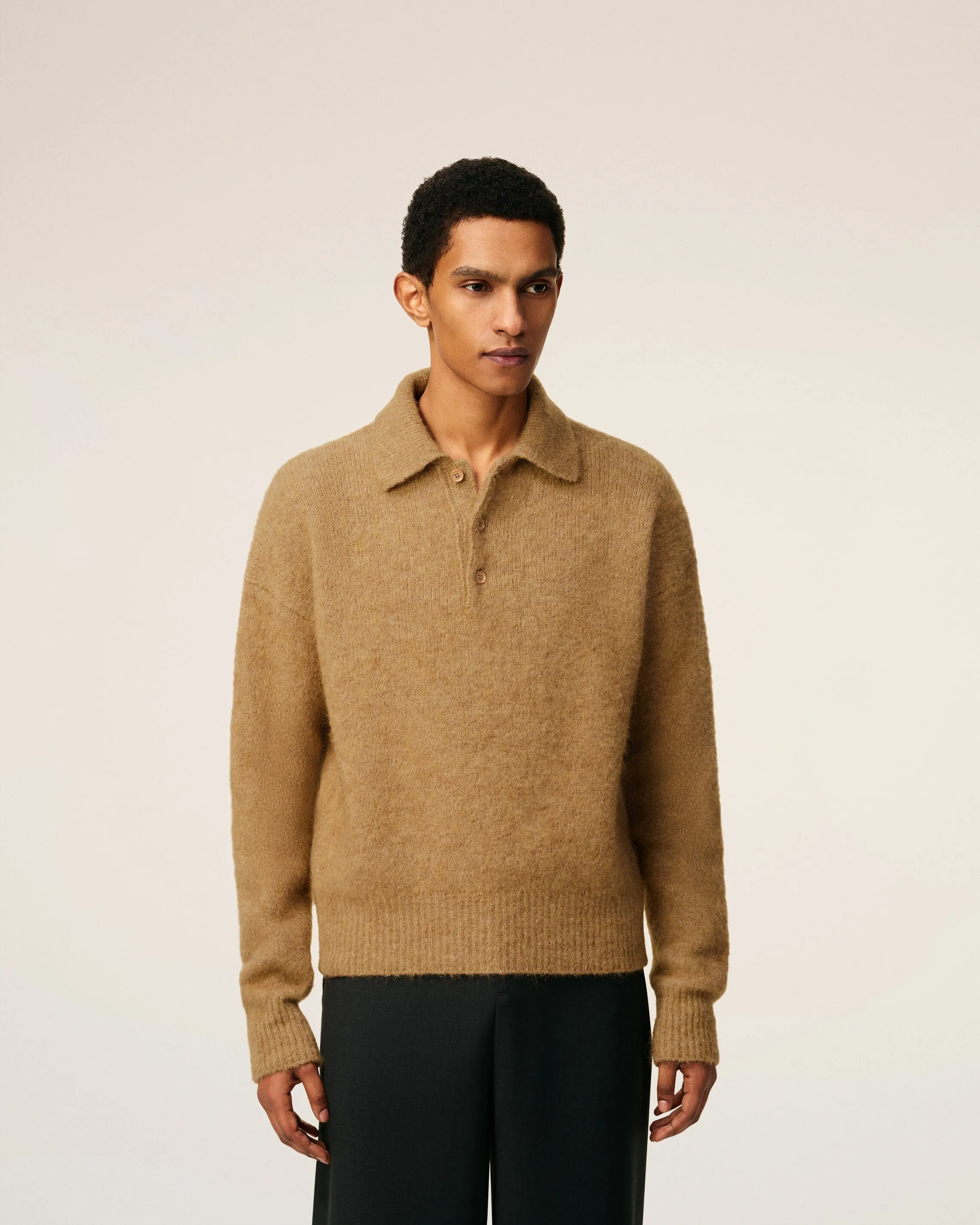 Polo Marron Ami Manches Longues En Alpaga sold by Ami product image thumbnail 3