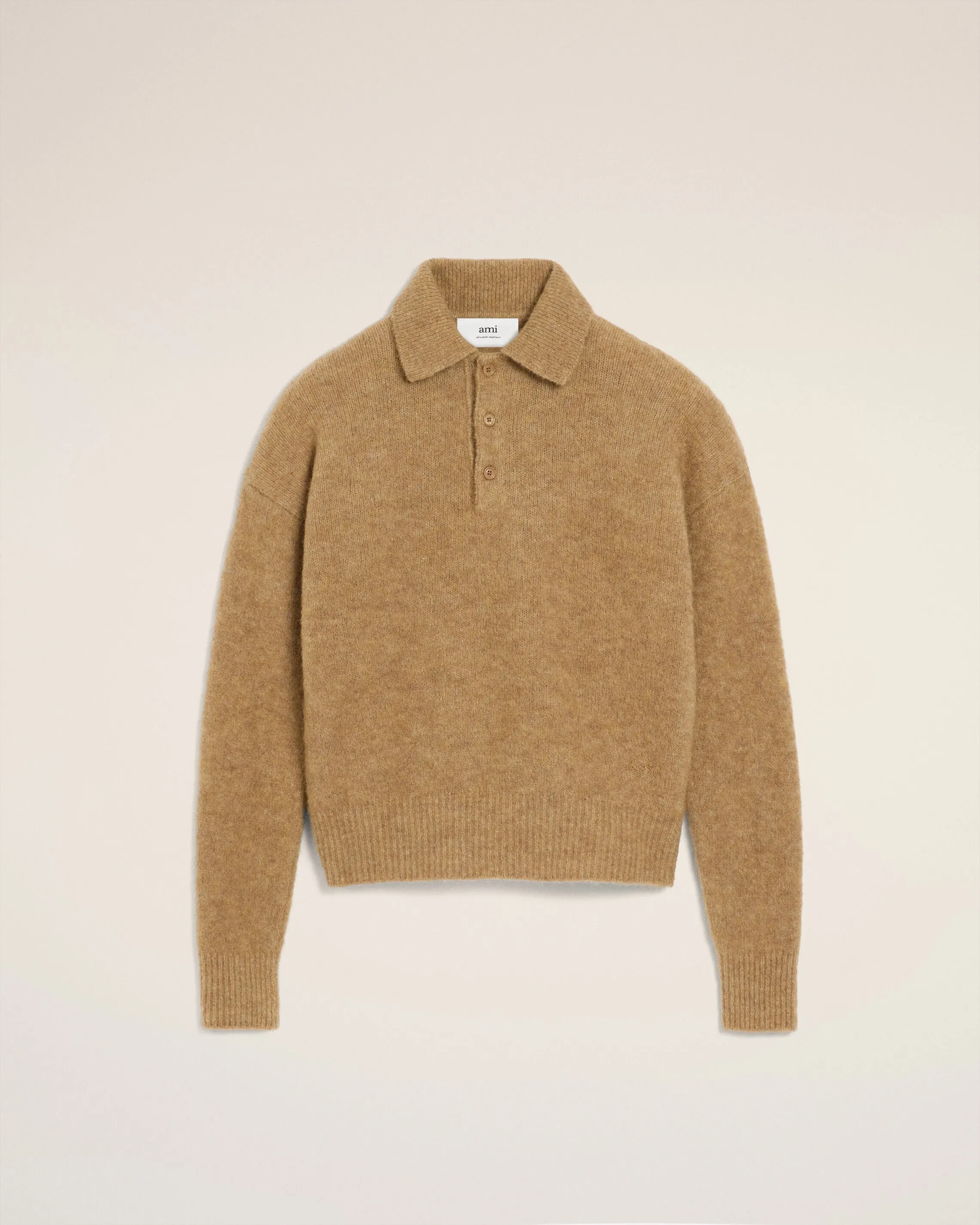 Polo Marron Ami Manches Longues En Alpaga sold by Ami