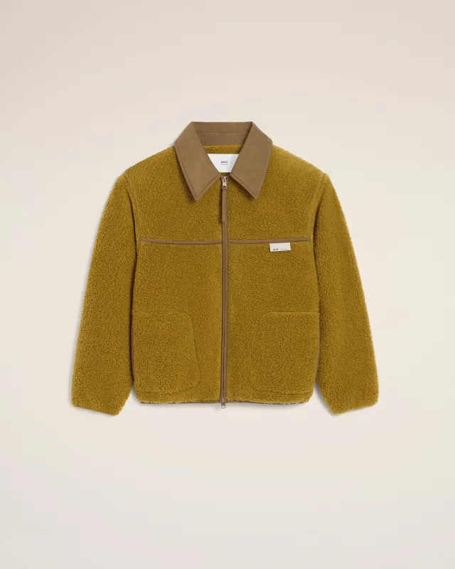 Veste Verte Zippée Polaire En Laine made by Ami