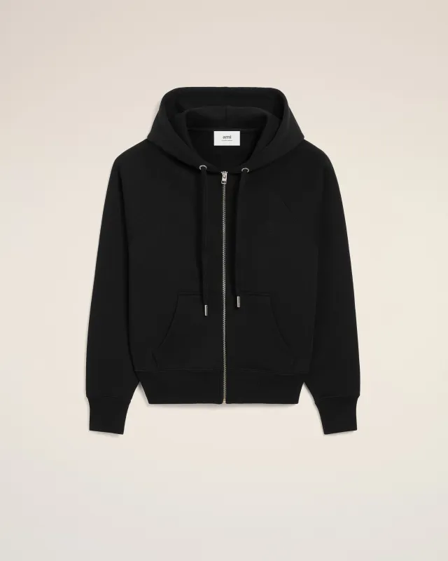 Hoodie Zippé Noir Ami De Coeur Embossé en Coton sold by Ami
