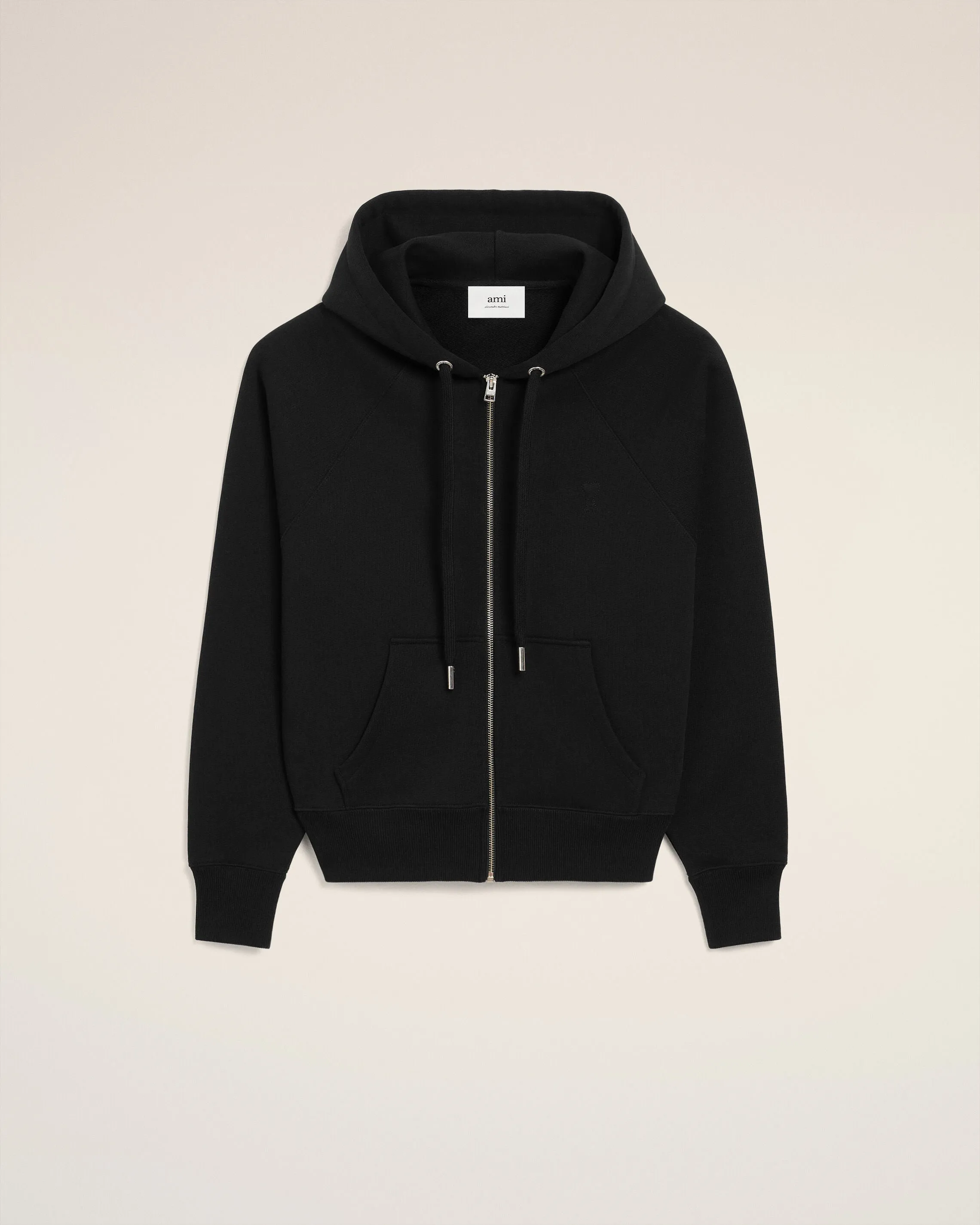Hoodie noir Zippé en coton Ami De Coeur Embossé sold by Ami