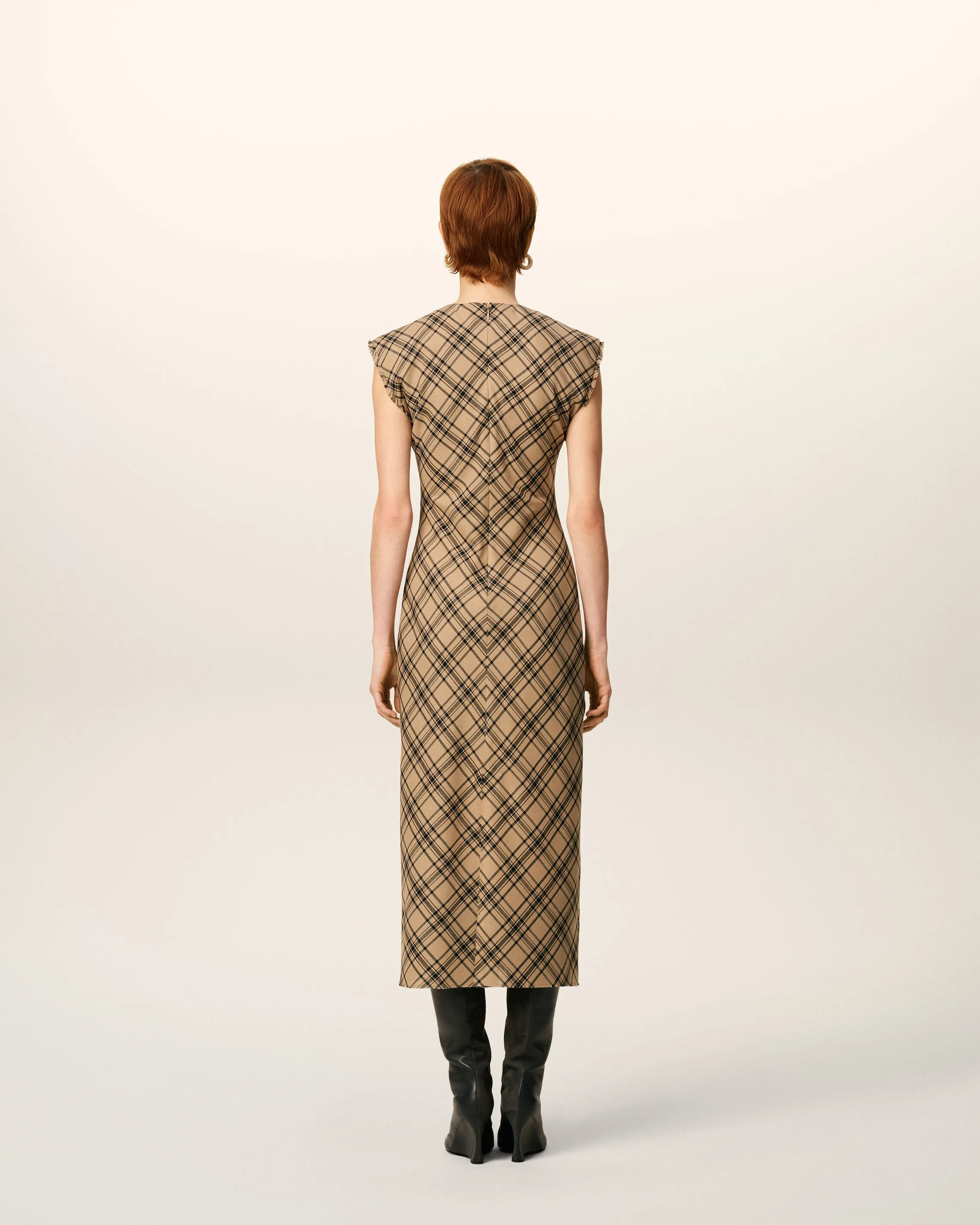 Robe Marron Longue A Carreaux En Laine sold by Ami product image thumbnail 5