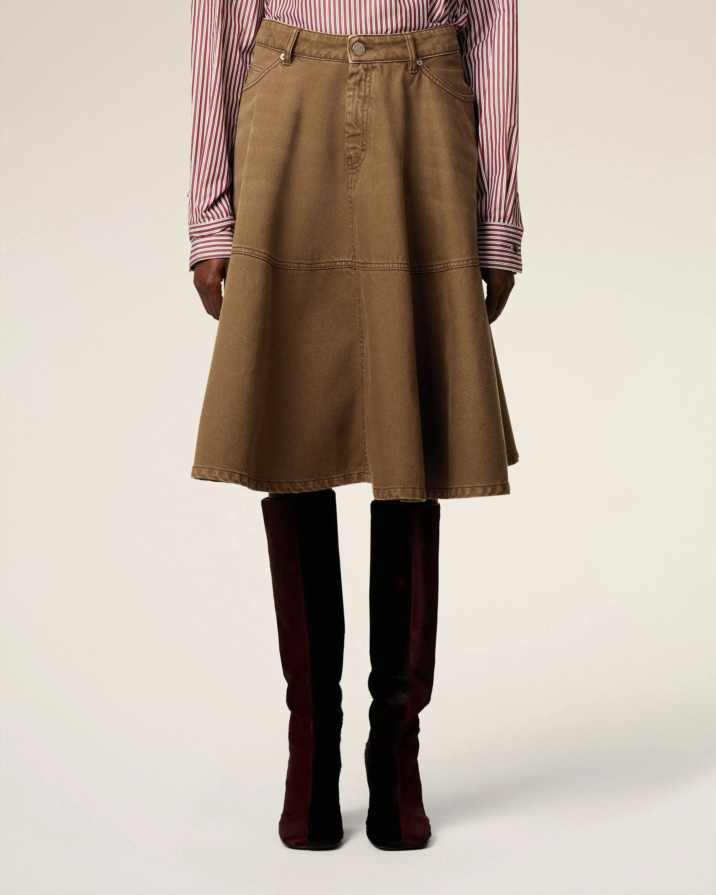 Jupe Marron Midi En Coton sold by Ami product image thumbnail 3