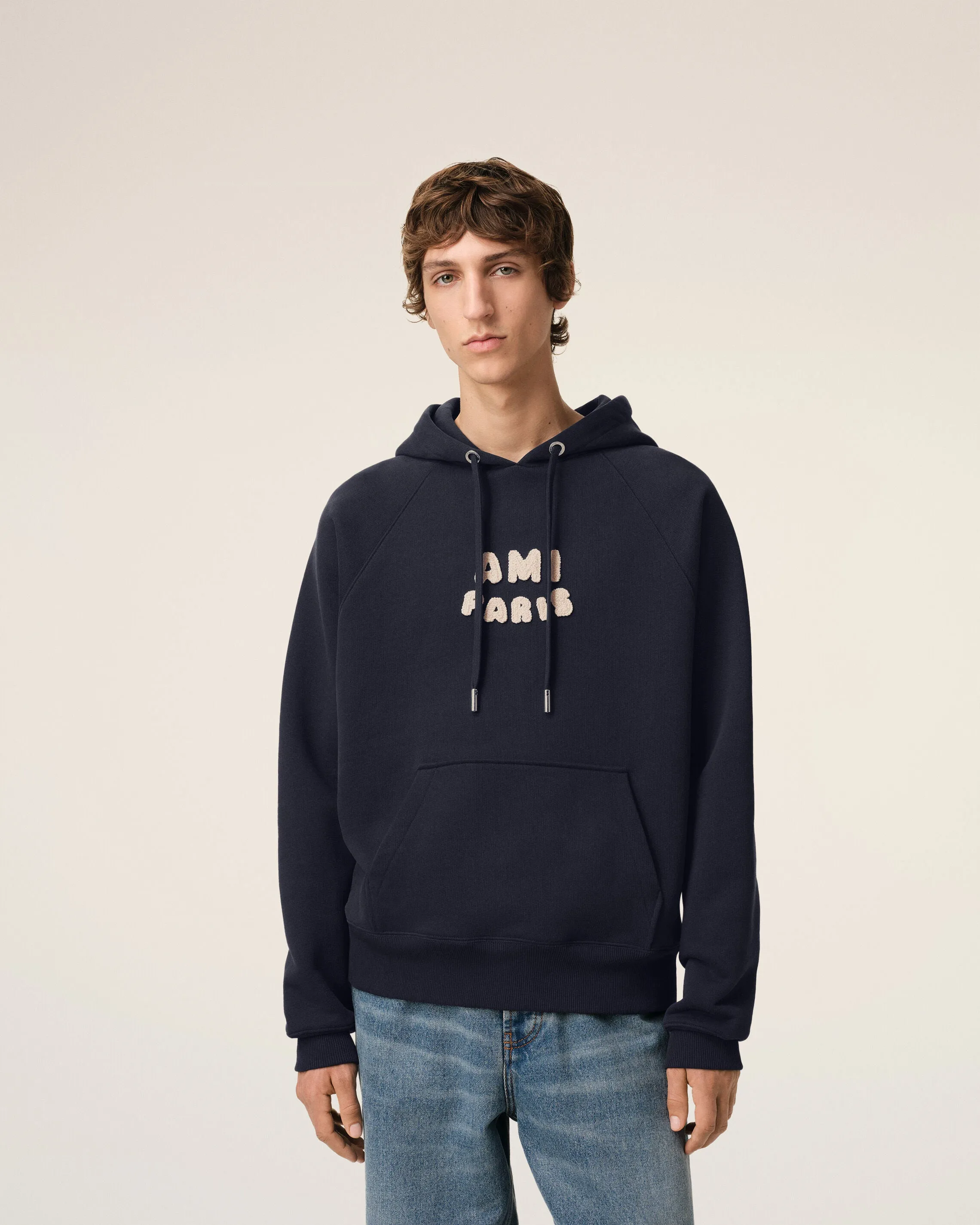 Hoodie Bleu Marine Patch Ami Paris En Coton sold by Ami product image thumbnail 3
