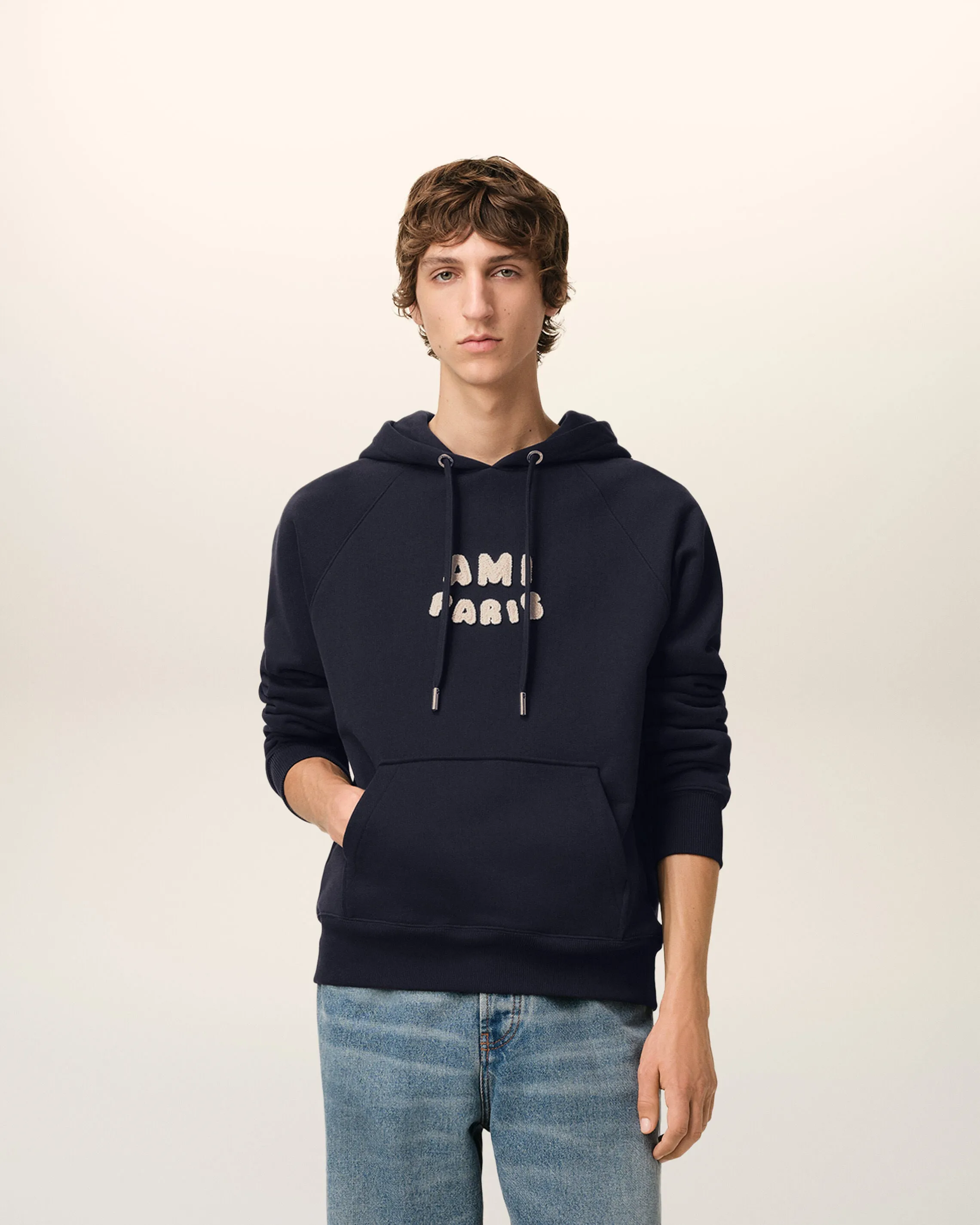 Hoodie Bleu Marine Patch Ami Paris En Coton sold by Ami product image thumbnail 2