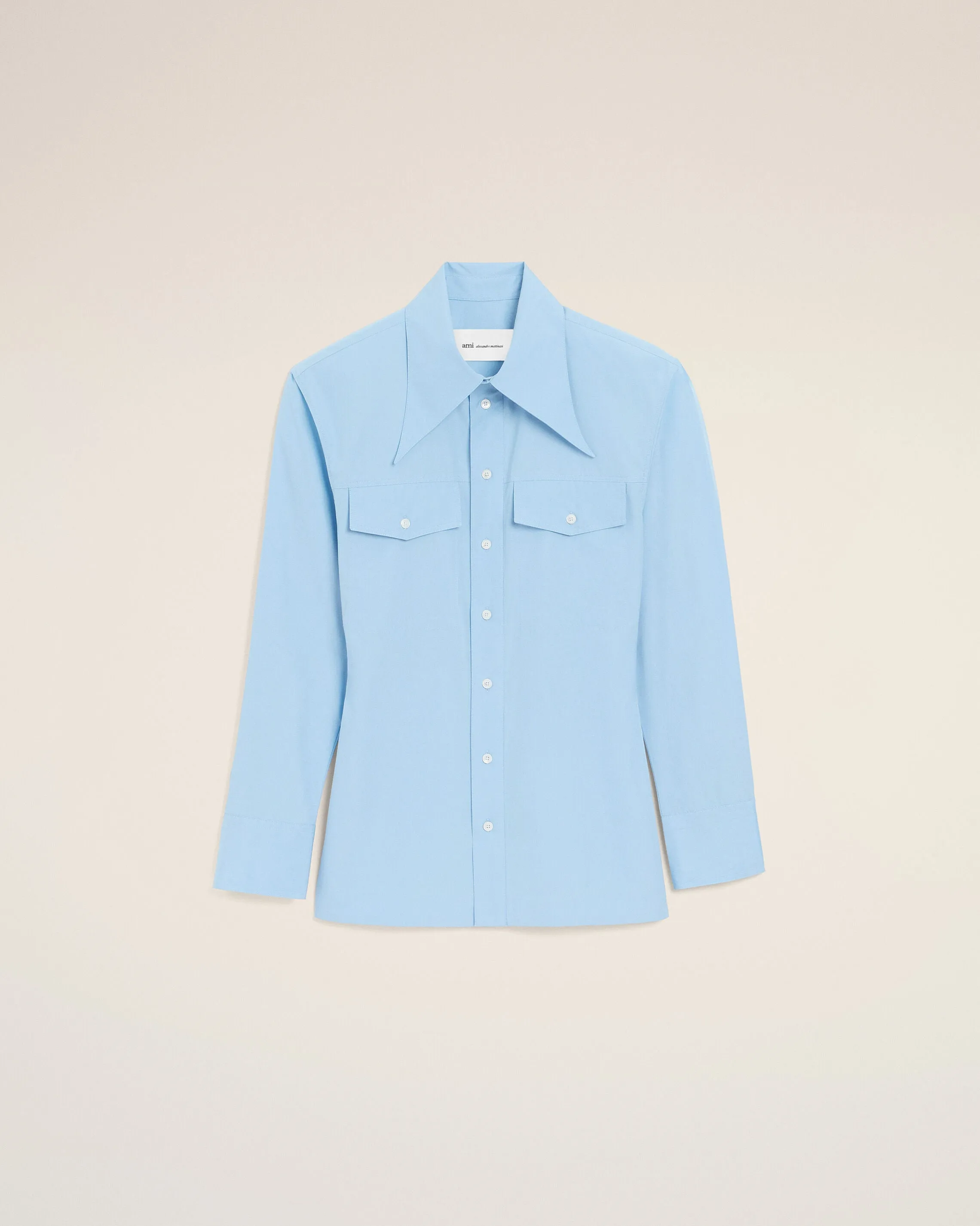 Chemise Cintrée Bleu Col En Pointe en Coton sold by Ami