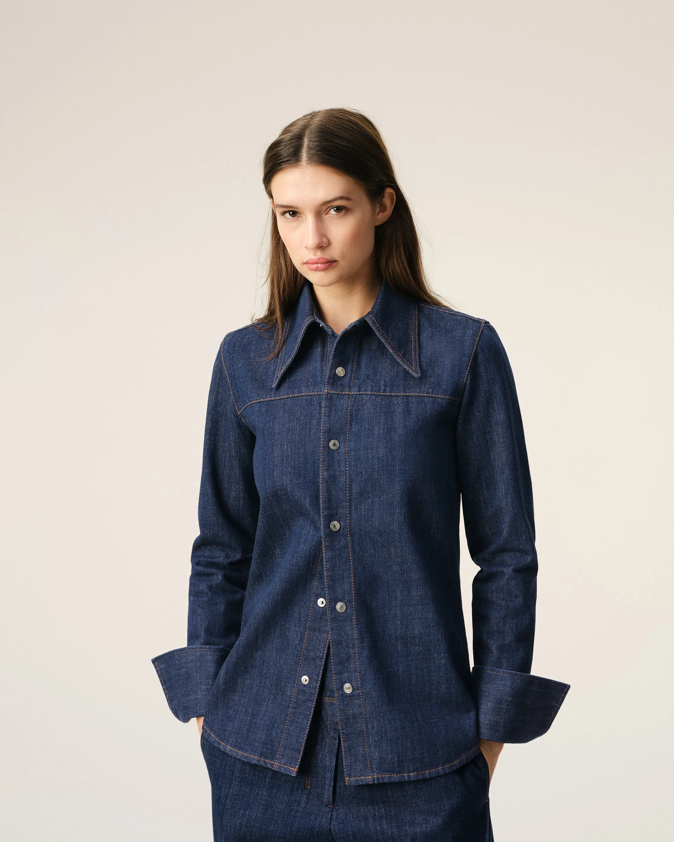 Chemise Bleu Col En Pointe en Coton sold by Ami product image thumbnail 3