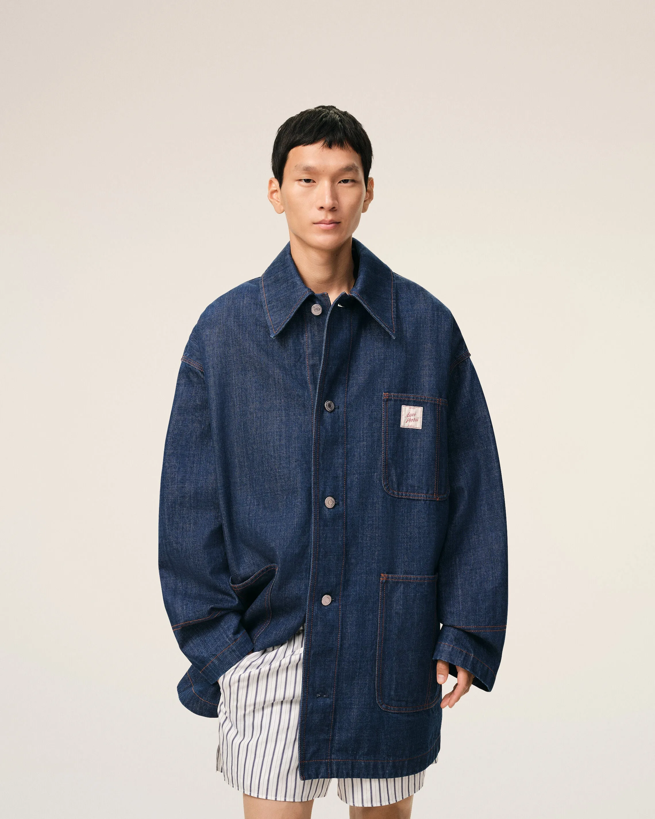 Veste Worker Bleu Empiècement Heritage Ami Paris en Coton sold by Ami product image thumbnail 3