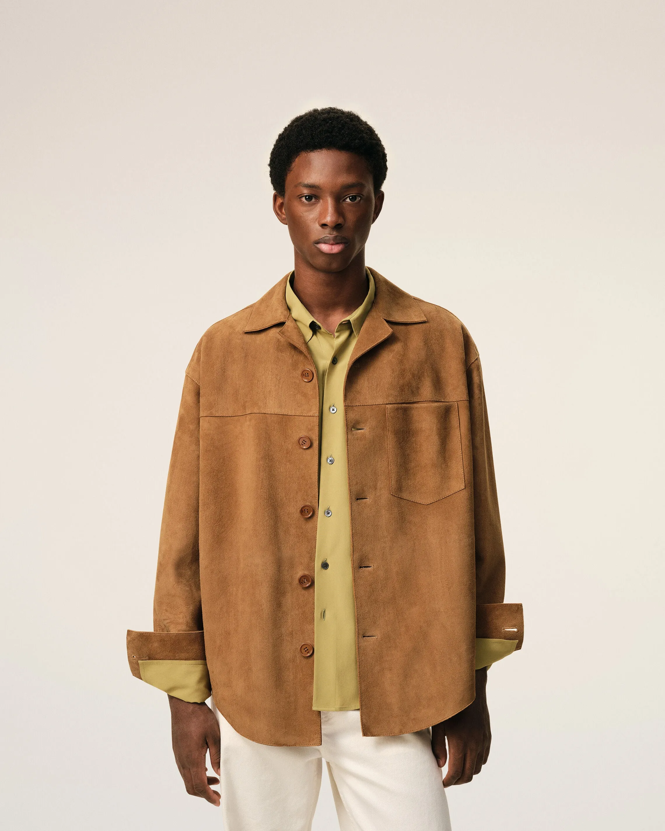 Surchemise Marron Boutonnée en Cuir De Chèvre sold by Ami product image thumbnail 3