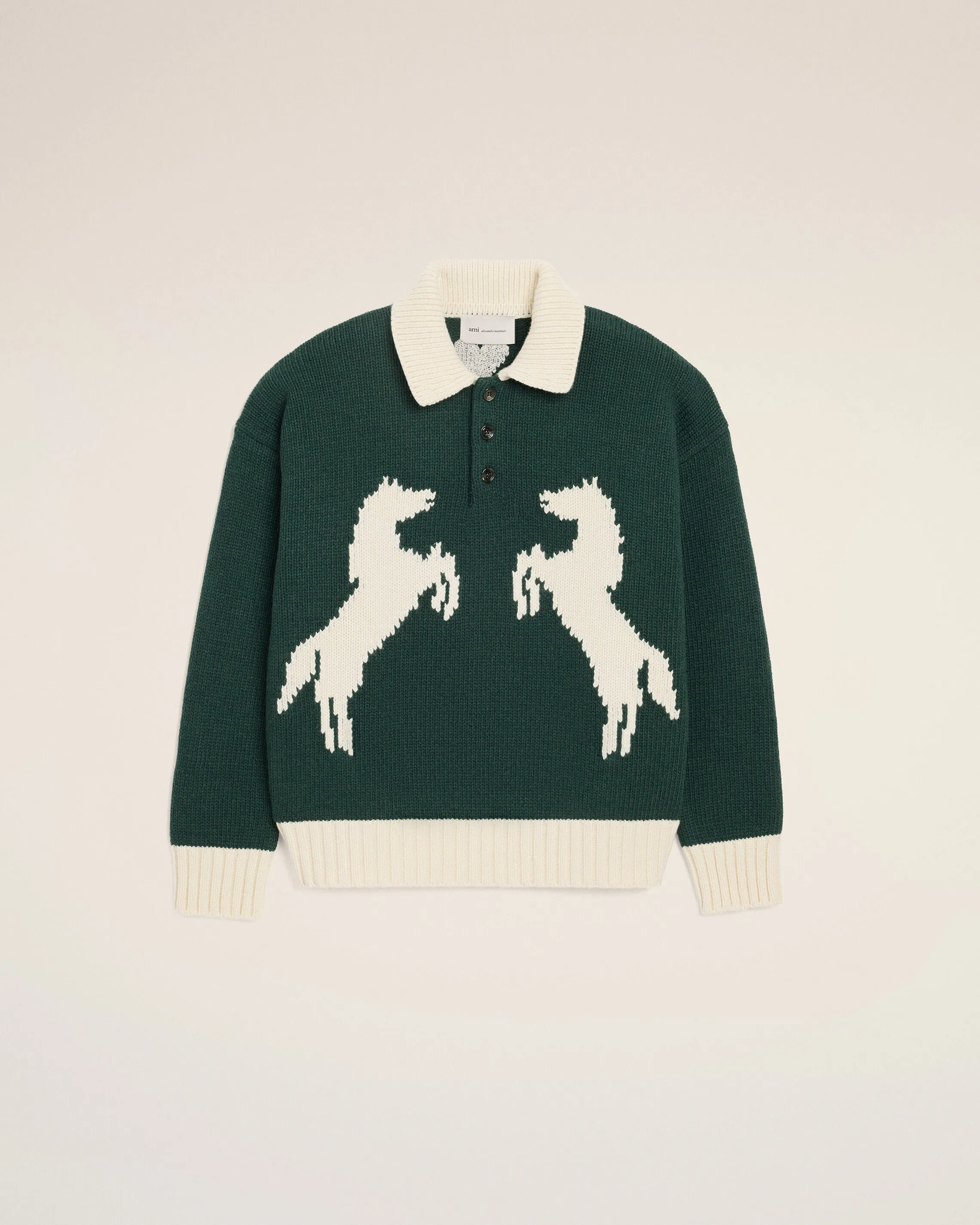 Polo Vert en Laine sold by Ami