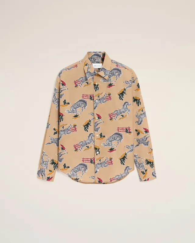 Chemise Marron Boxy Imprimé Chevaux en Coton sold by Ami