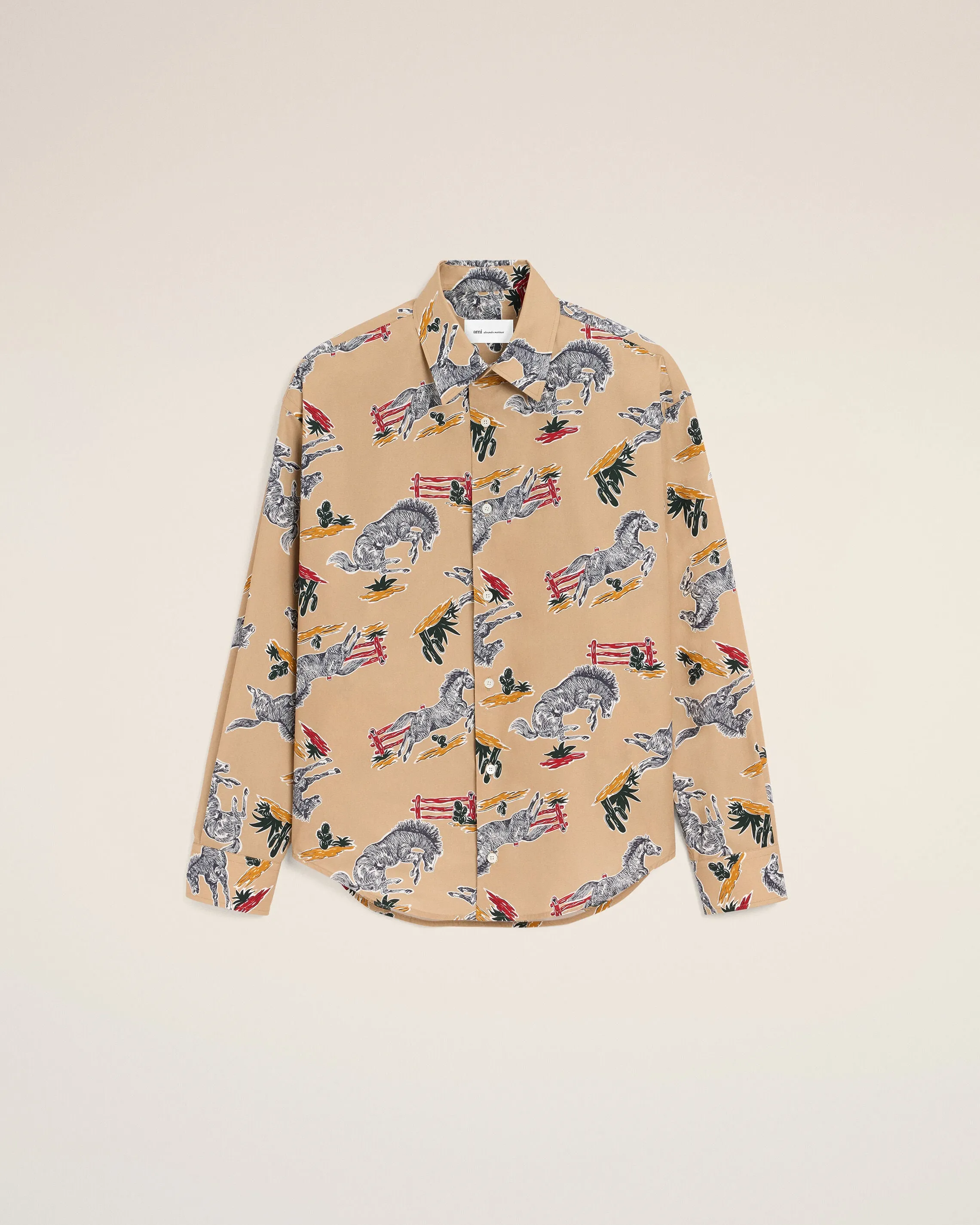 Chemise Marron Boxy Imprimé Chevaux en Coton sold by Ami