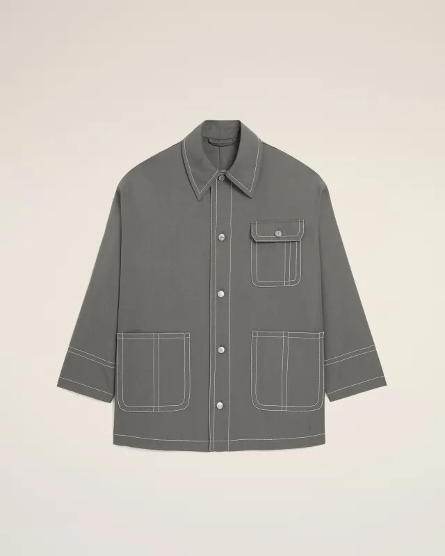 Veste Grise Worker en Laine Vierge sold by Ami