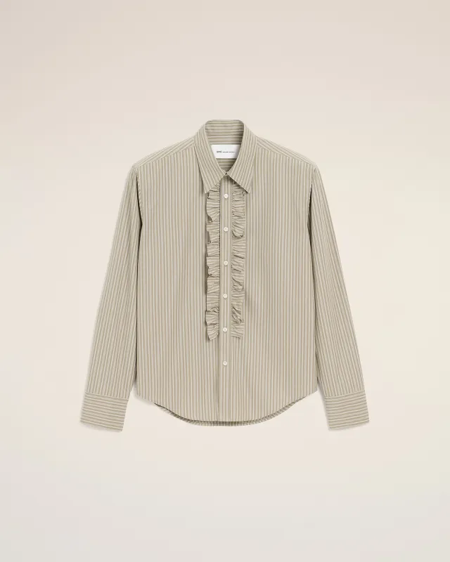 Chemise Jabot Beige Ajustée Manches Longues en Coton sold by Ami