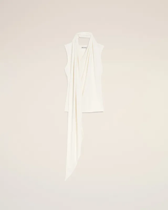 Haut Lavallière Blanc Sans Manches en Jersey sold by Ami