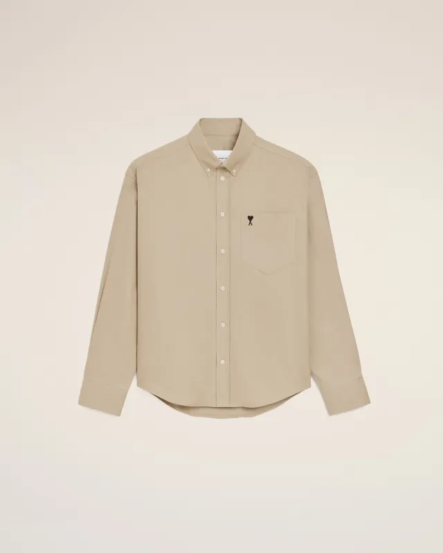 Chemise Boxy Beige Ami De Coeur Brodé en Coton sold by Ami