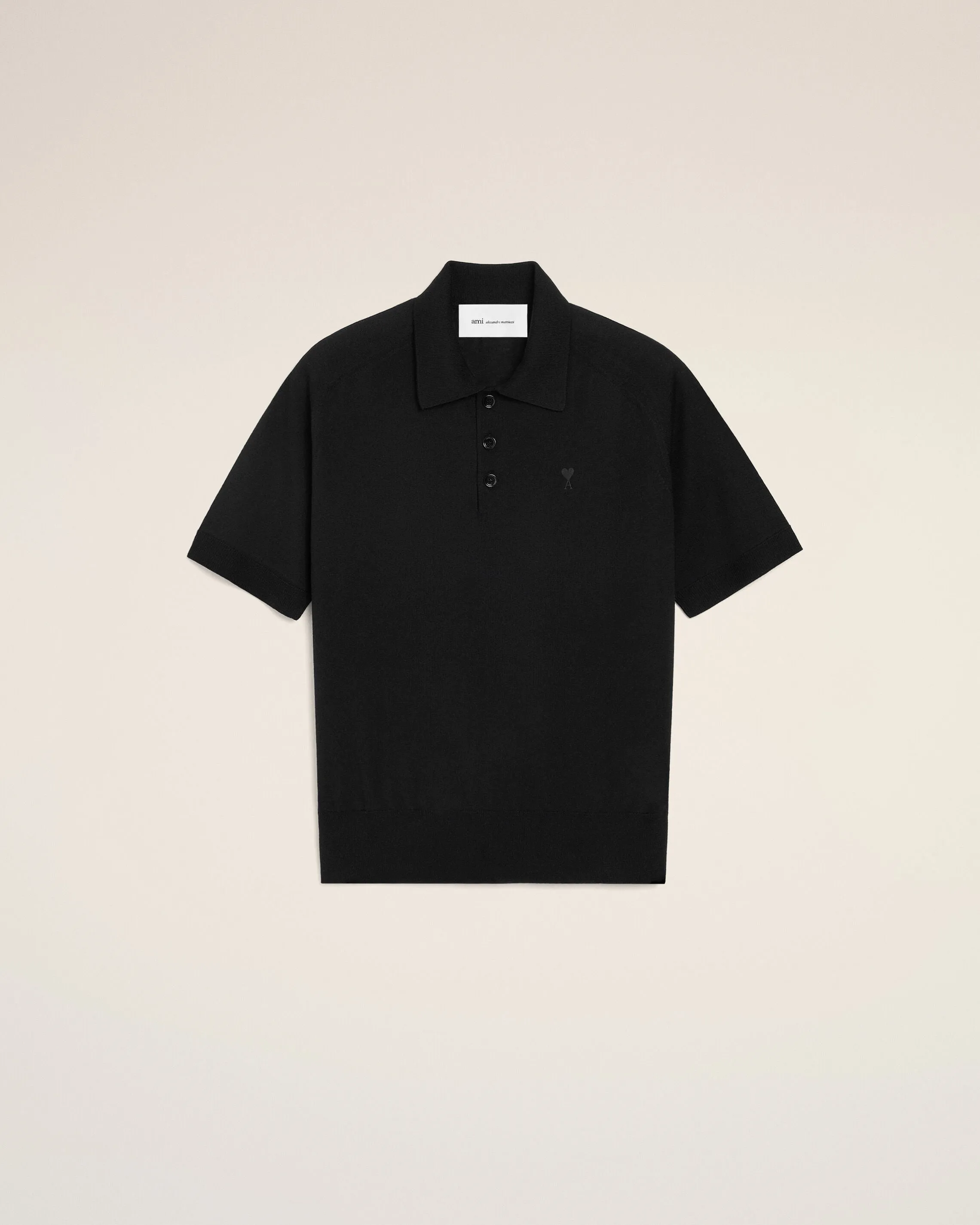 Polo Noir Manches Courtes Ami De Coeur en Laine sold by Ami