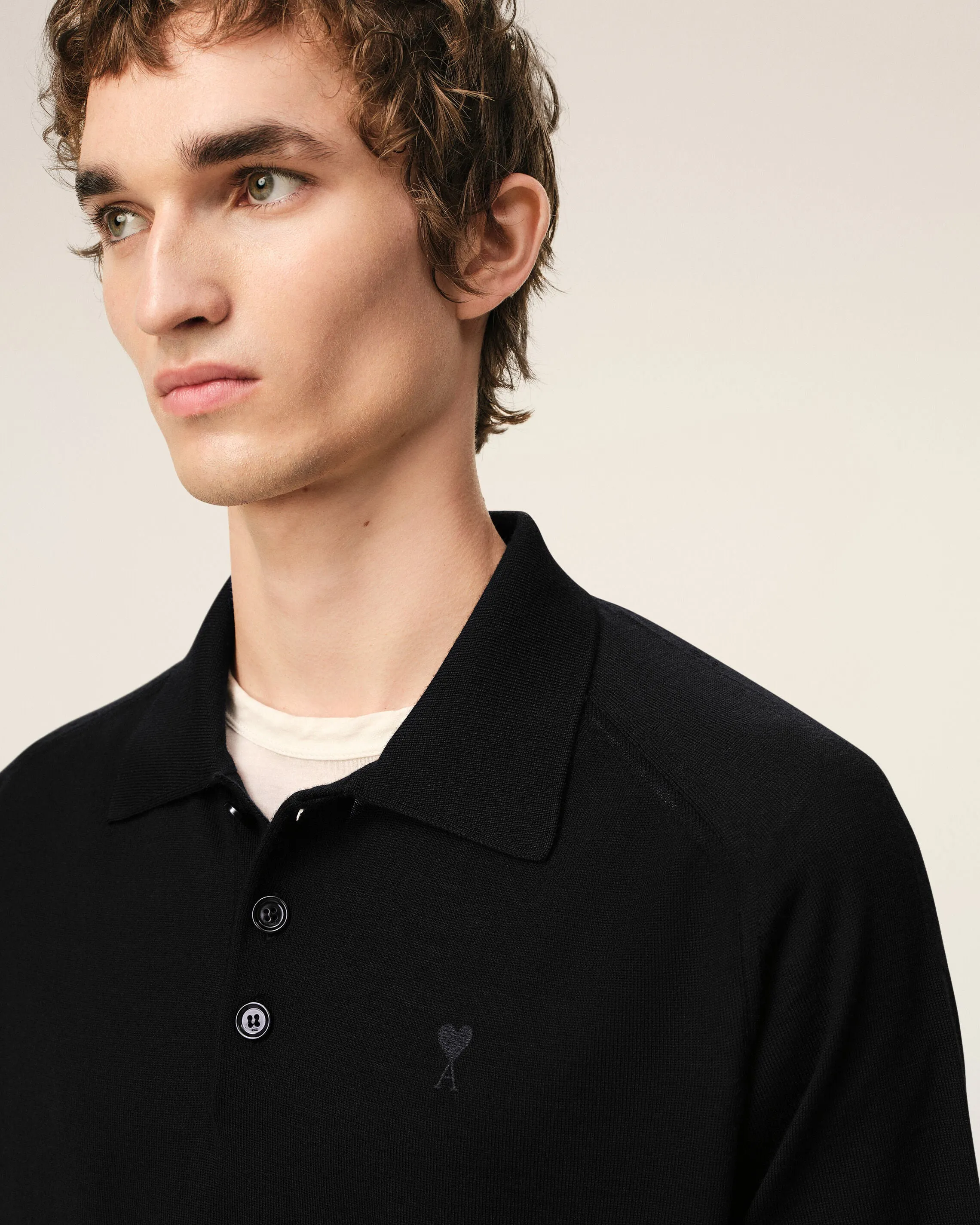 Polo Noir Manches Courtes Ami De Coeur en Laine sold by Ami product image thumbnail 4