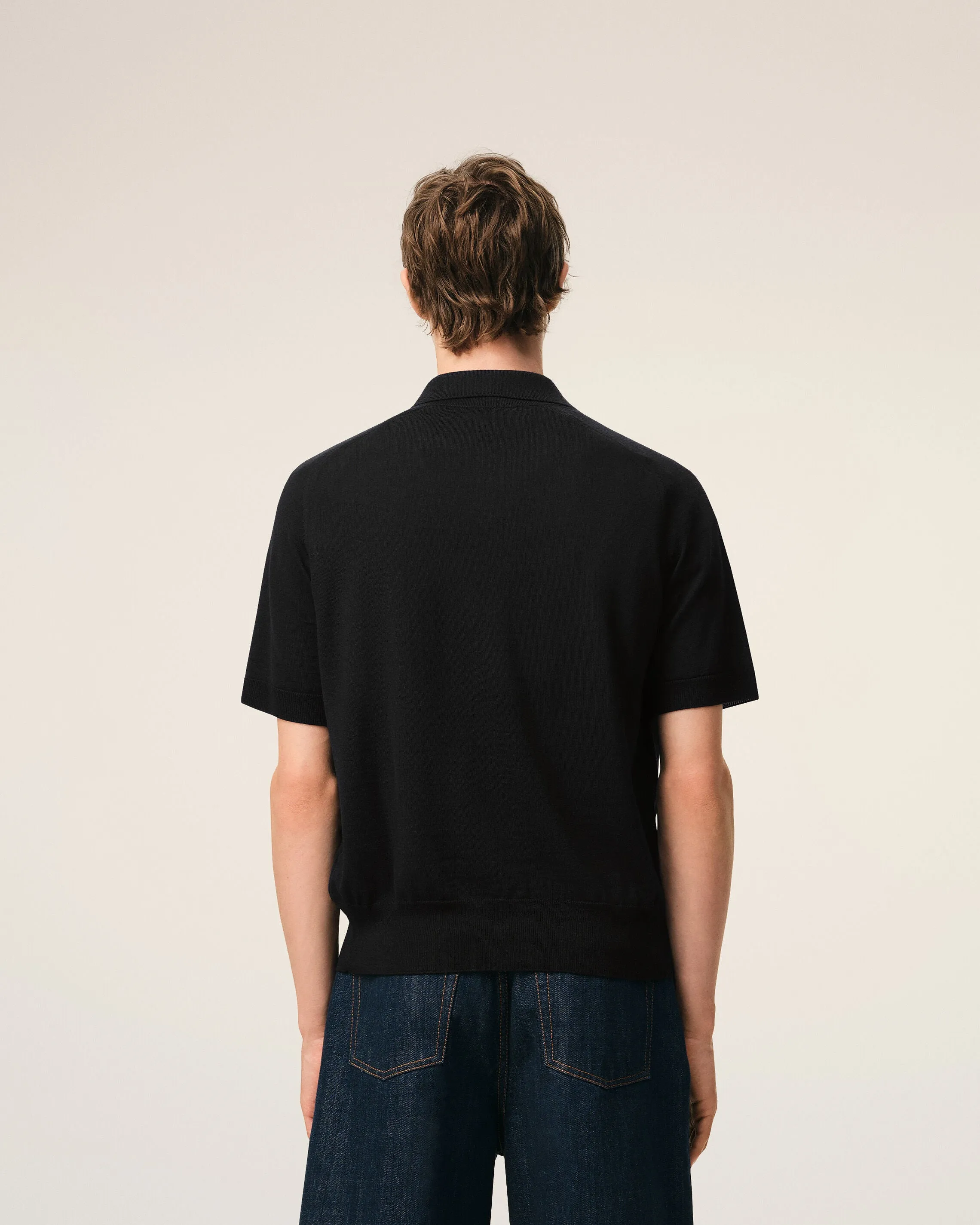 Polo Noir Manches Courtes Ami De Coeur en Laine sold by Ami product image thumbnail 5