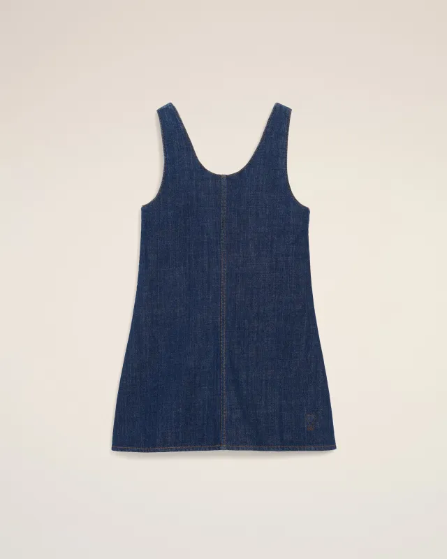 Robe Courte A Bretelles Bleue en Coton made by Ami