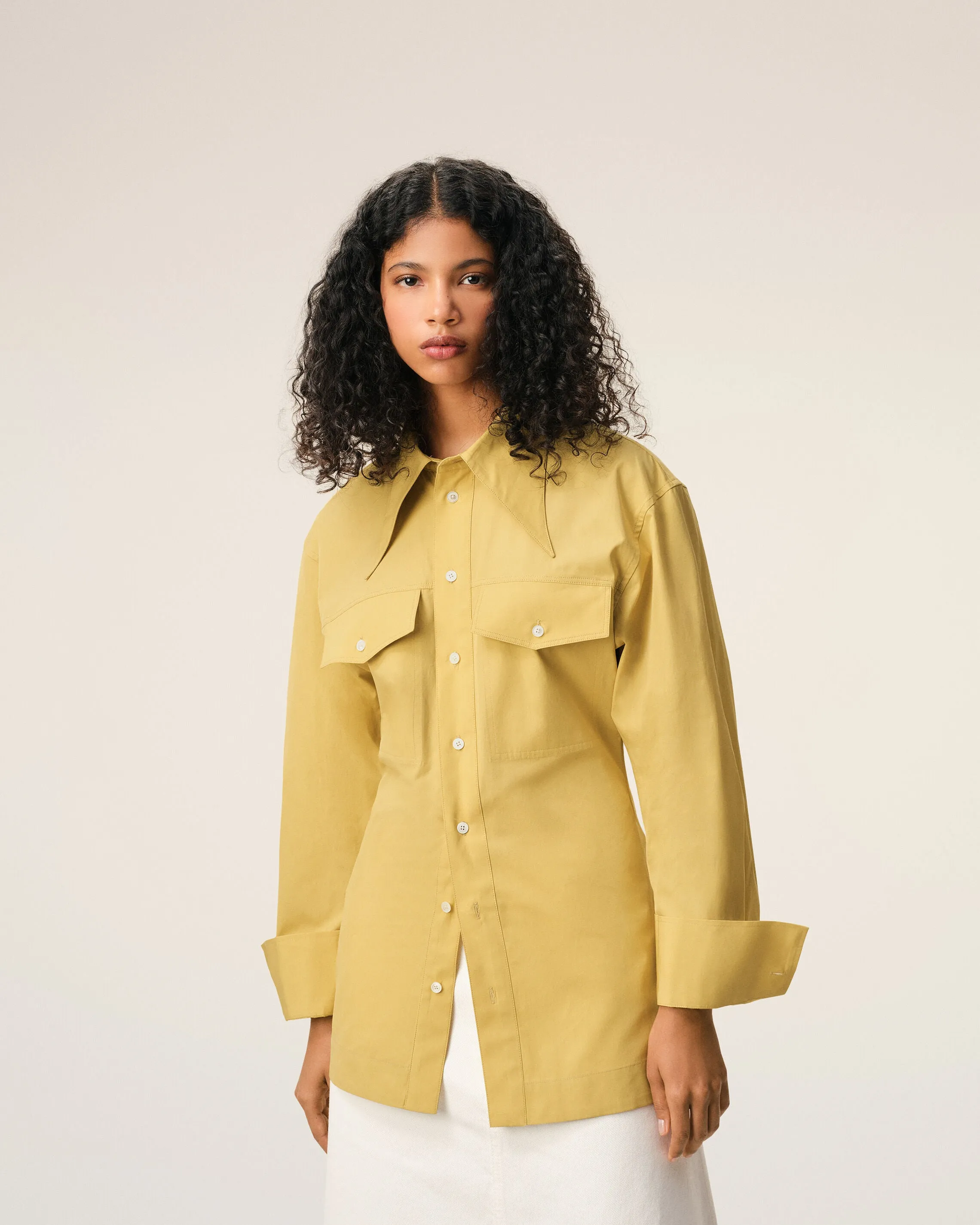 Chemise Cintrée Jaune Col En Pointe en Coton sold by Ami product image thumbnail 3