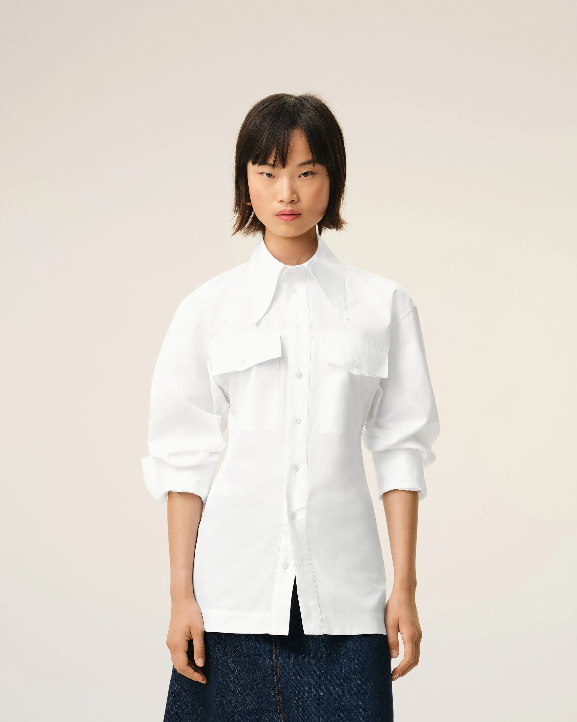 Chemise Cintrée Blanche Col En Pointe en Coton sold by Ami product image thumbnail 3