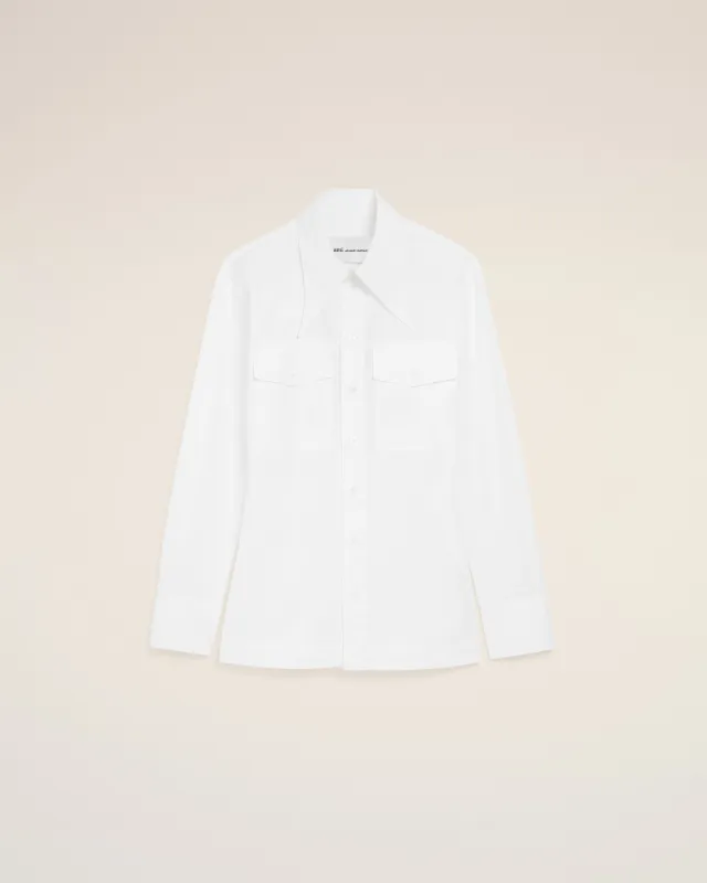 Chemise Cintrée Blanche Col En Pointe en Coton sold by Ami