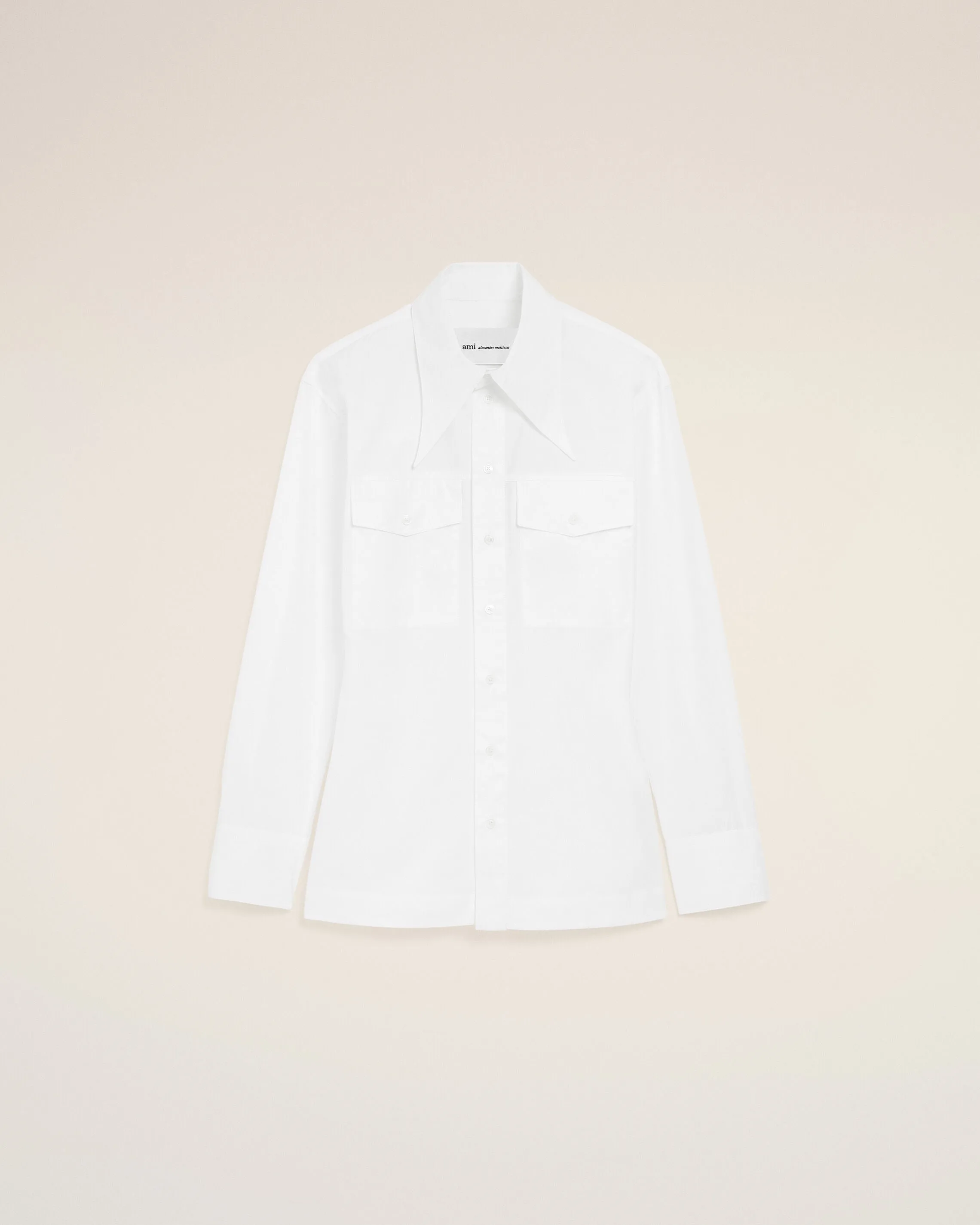 Chemise Cintrée Blanche Col En Pointe en Coton sold by Ami
