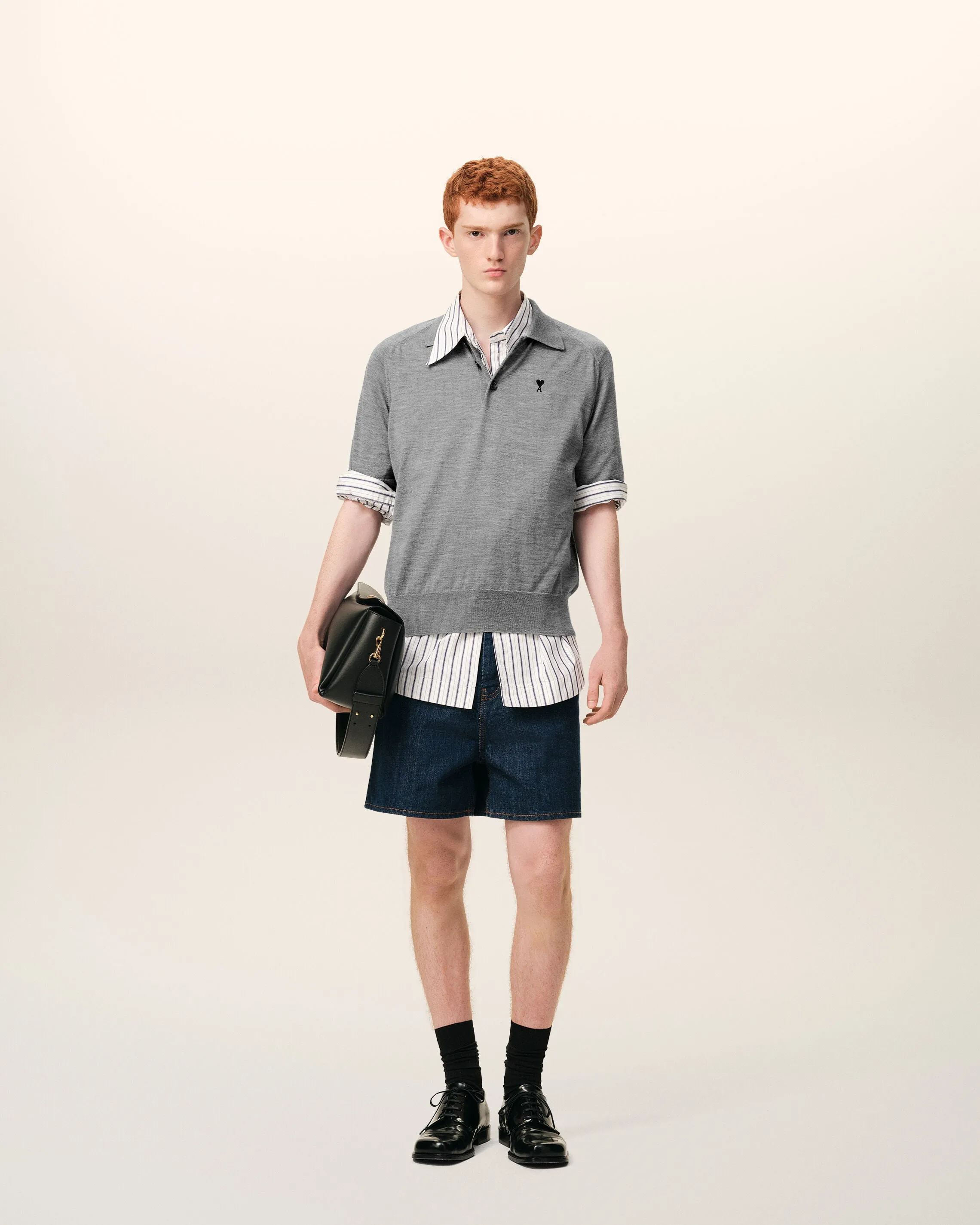 Polo Gris Manches Courtes Ami De Coeur en Laine sold by Ami product image thumbnail 2