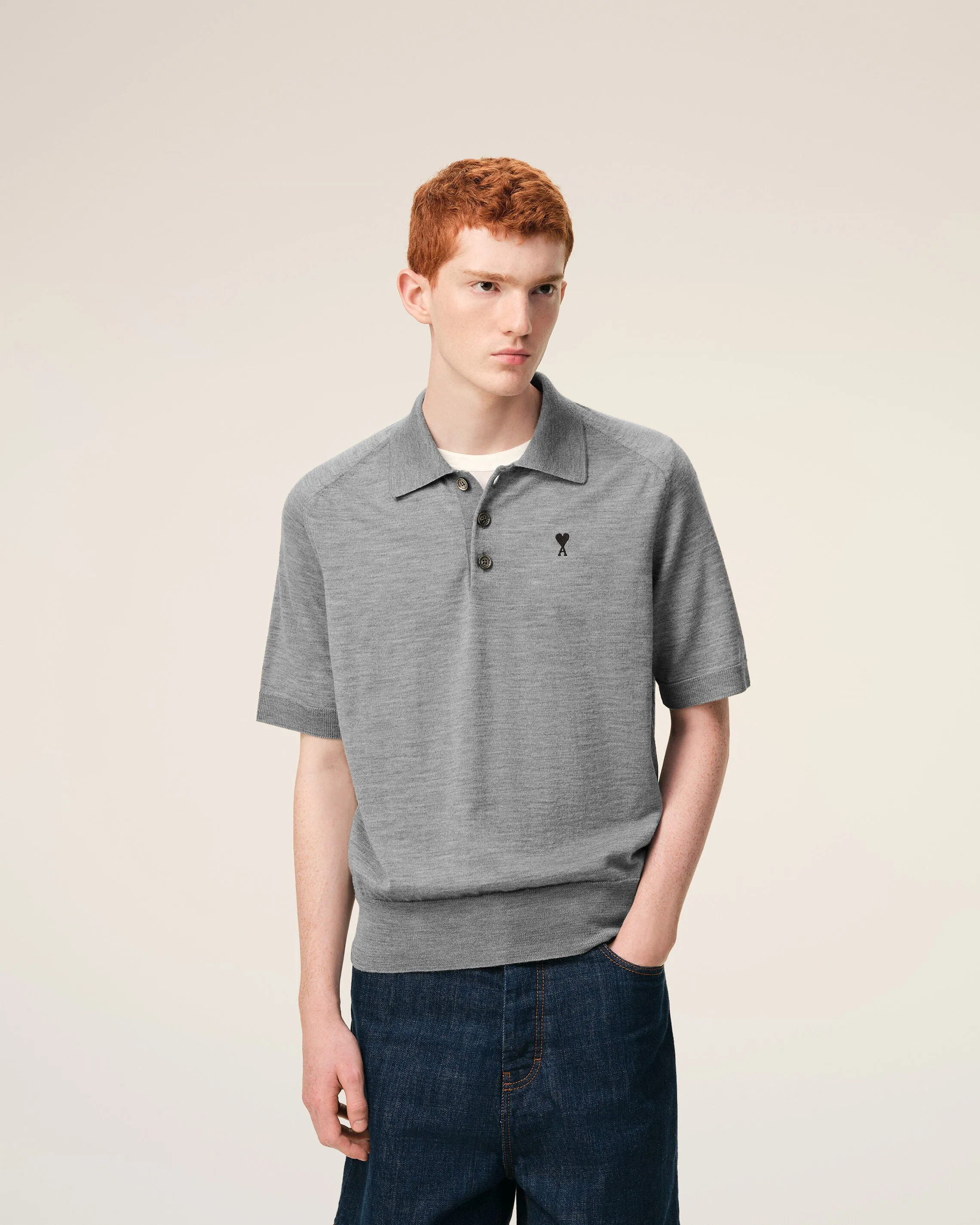 Polo Gris Manches Courtes Ami De Coeur en Laine sold by Ami product image thumbnail 3