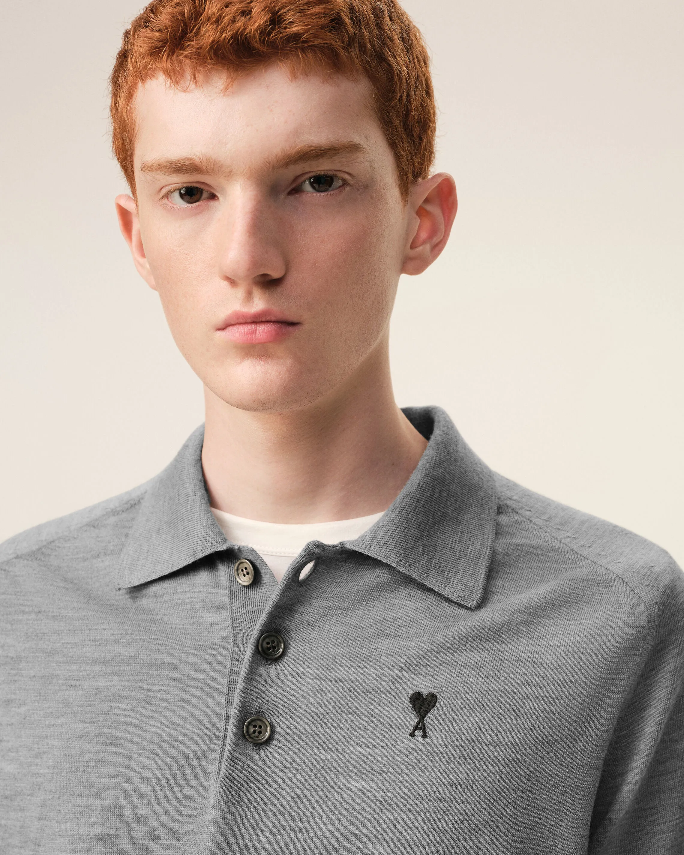 Polo Gris Manches Courtes Ami De Coeur en Laine sold by Ami product image thumbnail 4
