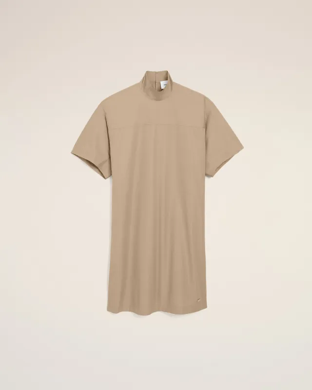 Robe Beige Col Montant Boutonné en Coton sold by Ami